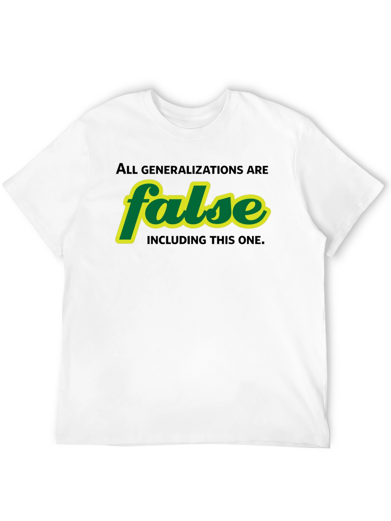 Black False Generalizations Funny Graphic T-Shirt view 12