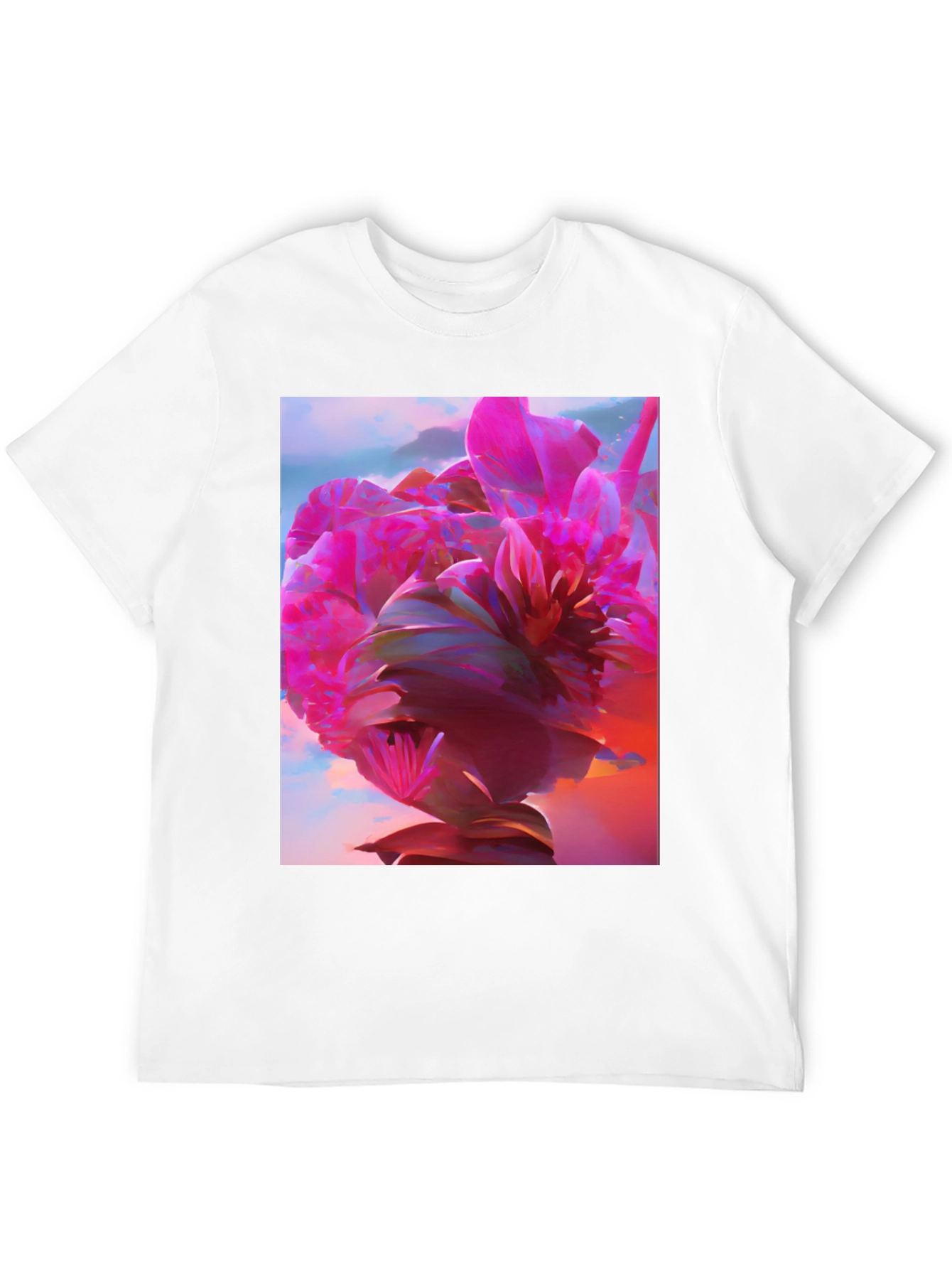 Black Floral Graphic Tee - Abstract Pink Flower Design view 12