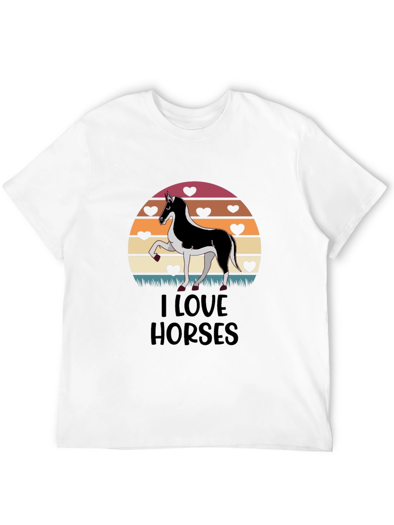 Black I Love Horses T-Shirt Graphic Tee view 12