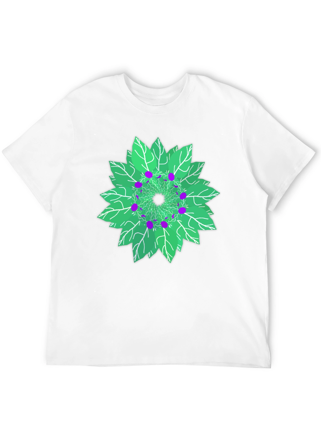 Black Nature Mandala Graphic T-Shirt - Unique Leaf Design view 12