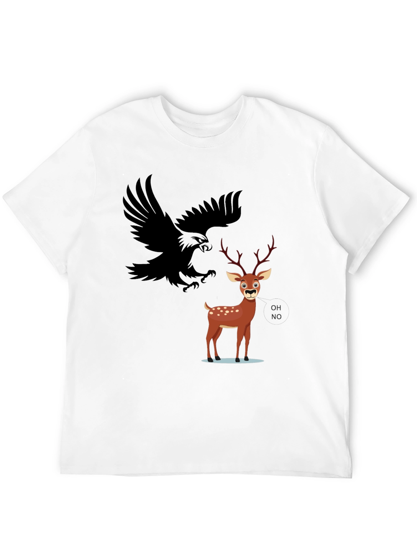 Black Eagle and Deer Graphic Tee - Black view 12