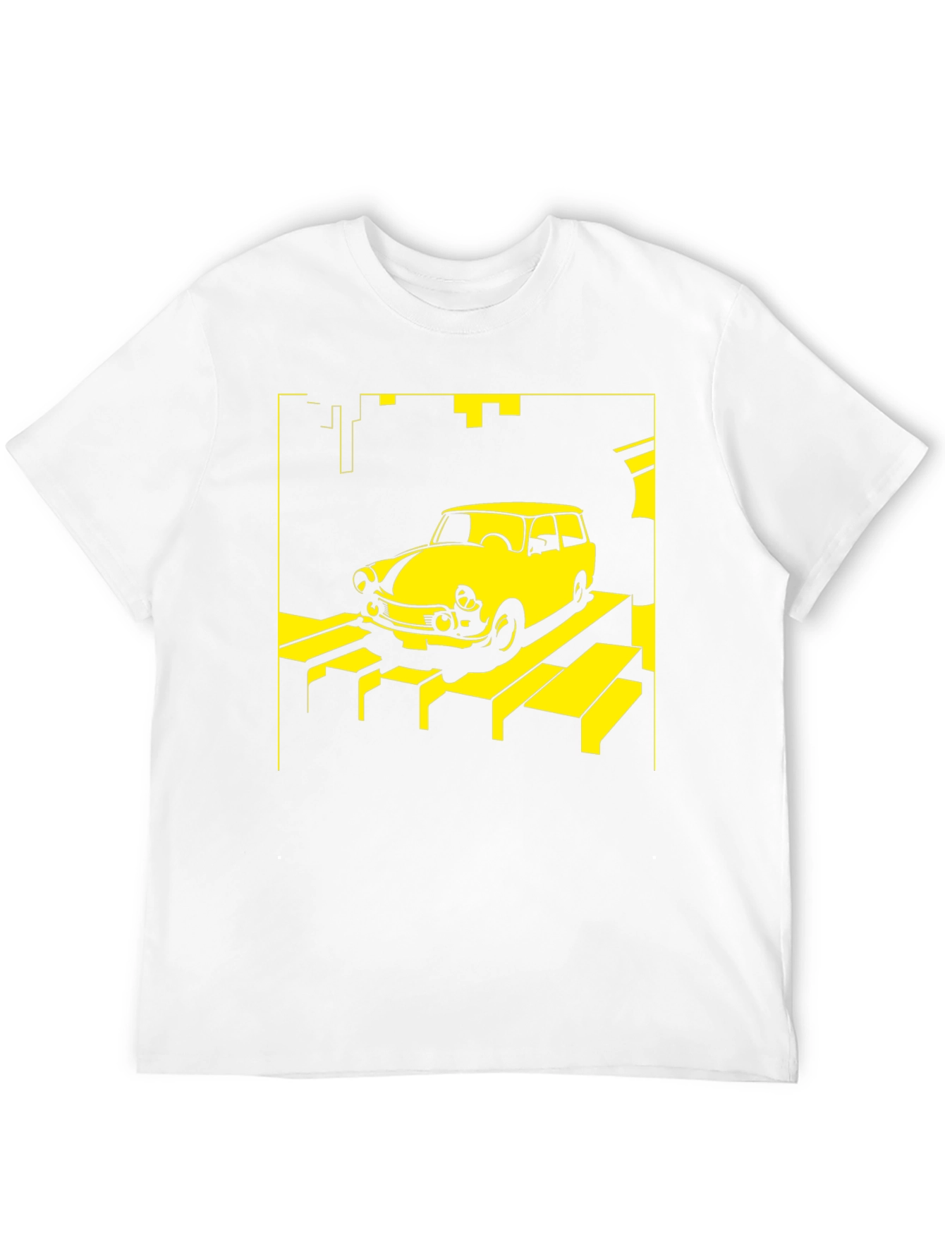 Retro Car T-Shirt - Yellow on Black - 12
