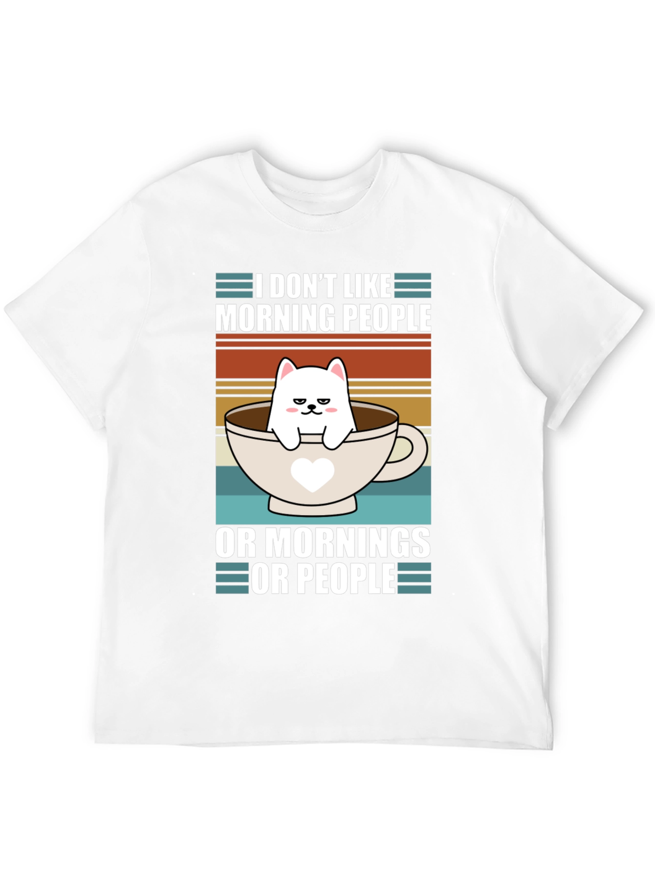 Black Funny I Don't Like Morning People Cat T-Shirt view 12