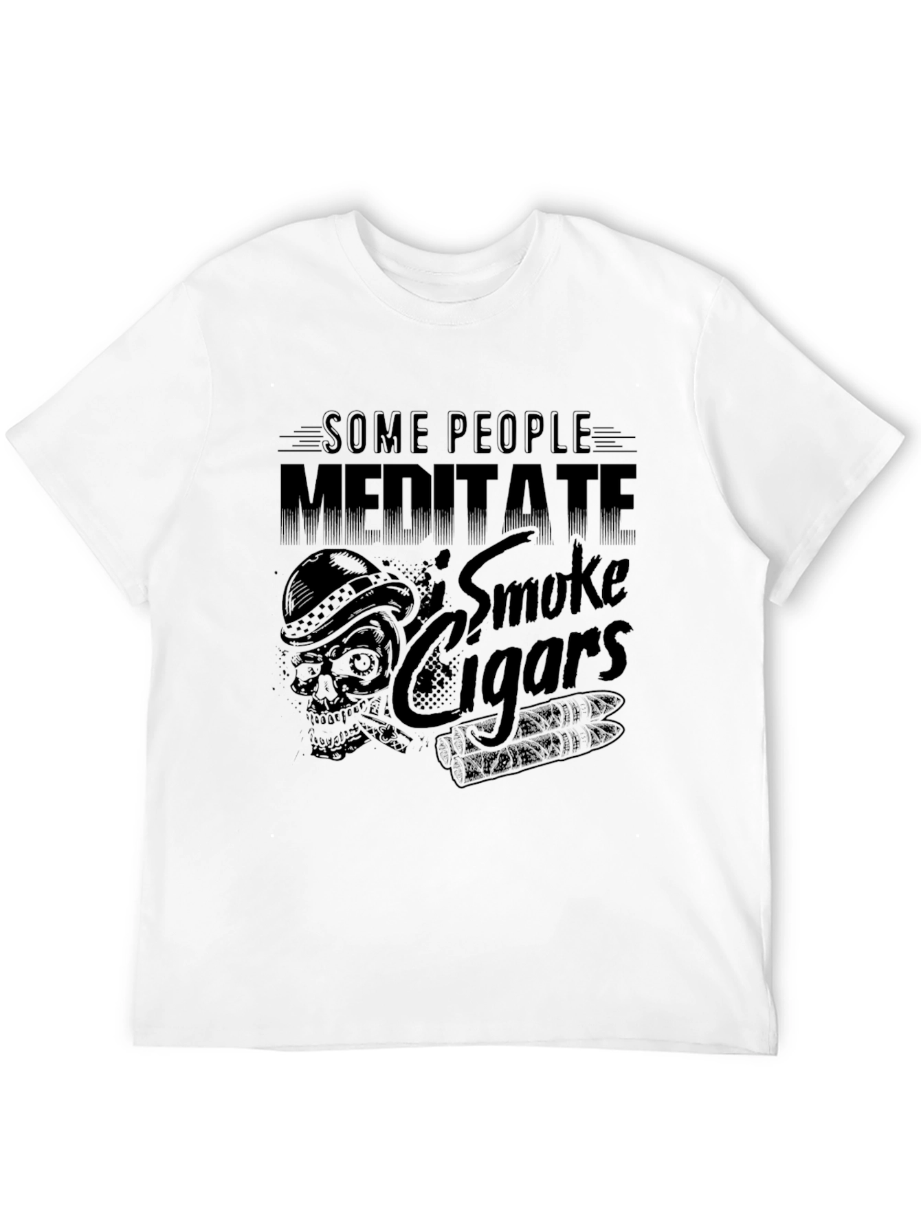 Black Some People Meditate Smoke Cigars Black Graphic Tee view 12