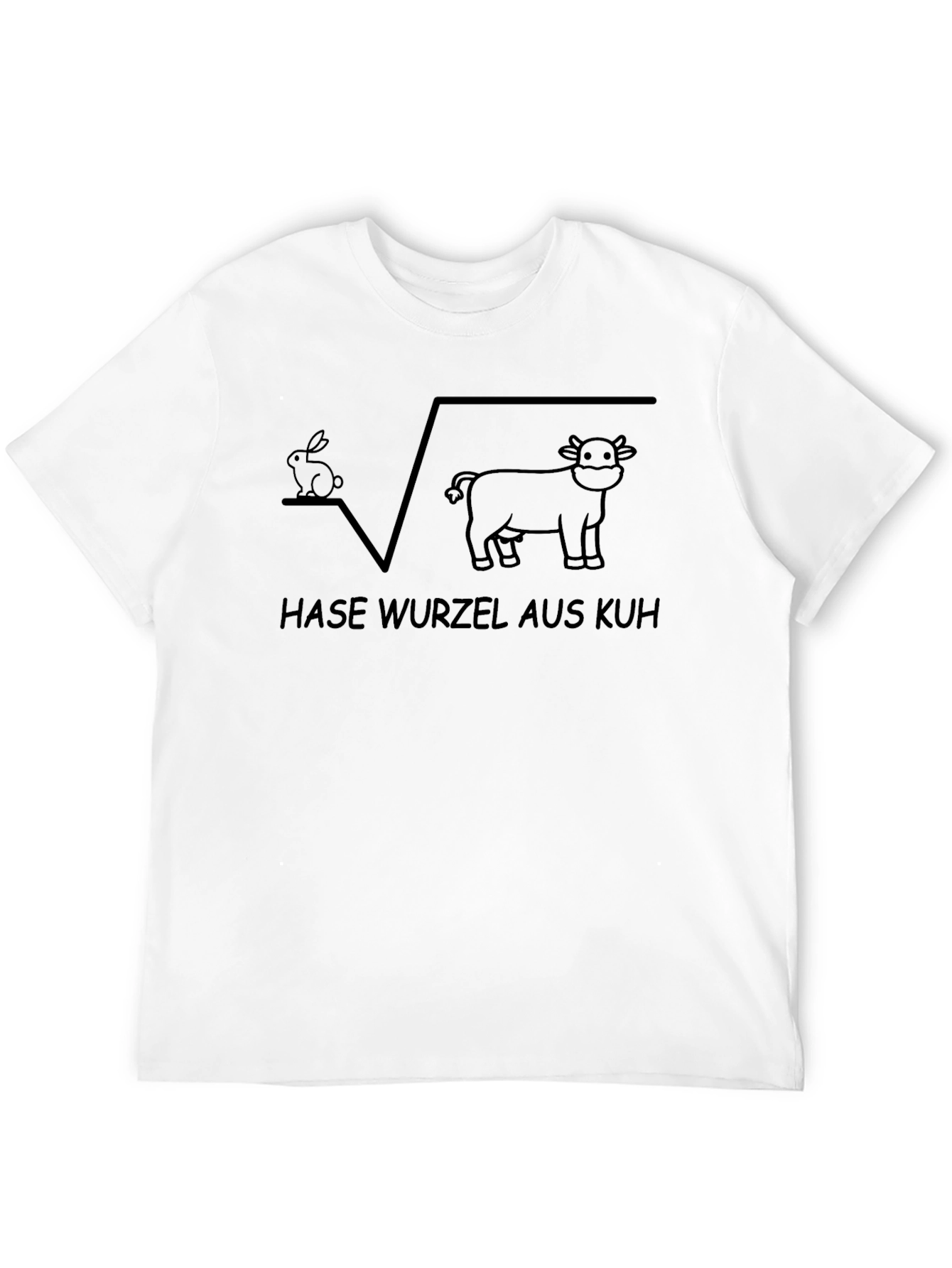 Black Funny Math Pun T-Shirt - Root of Cow is Hare view 12