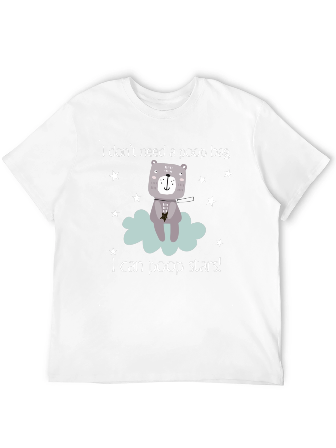 Black Funny "I Can Poop Stars!" Bear Graphic T-Shirt view 12