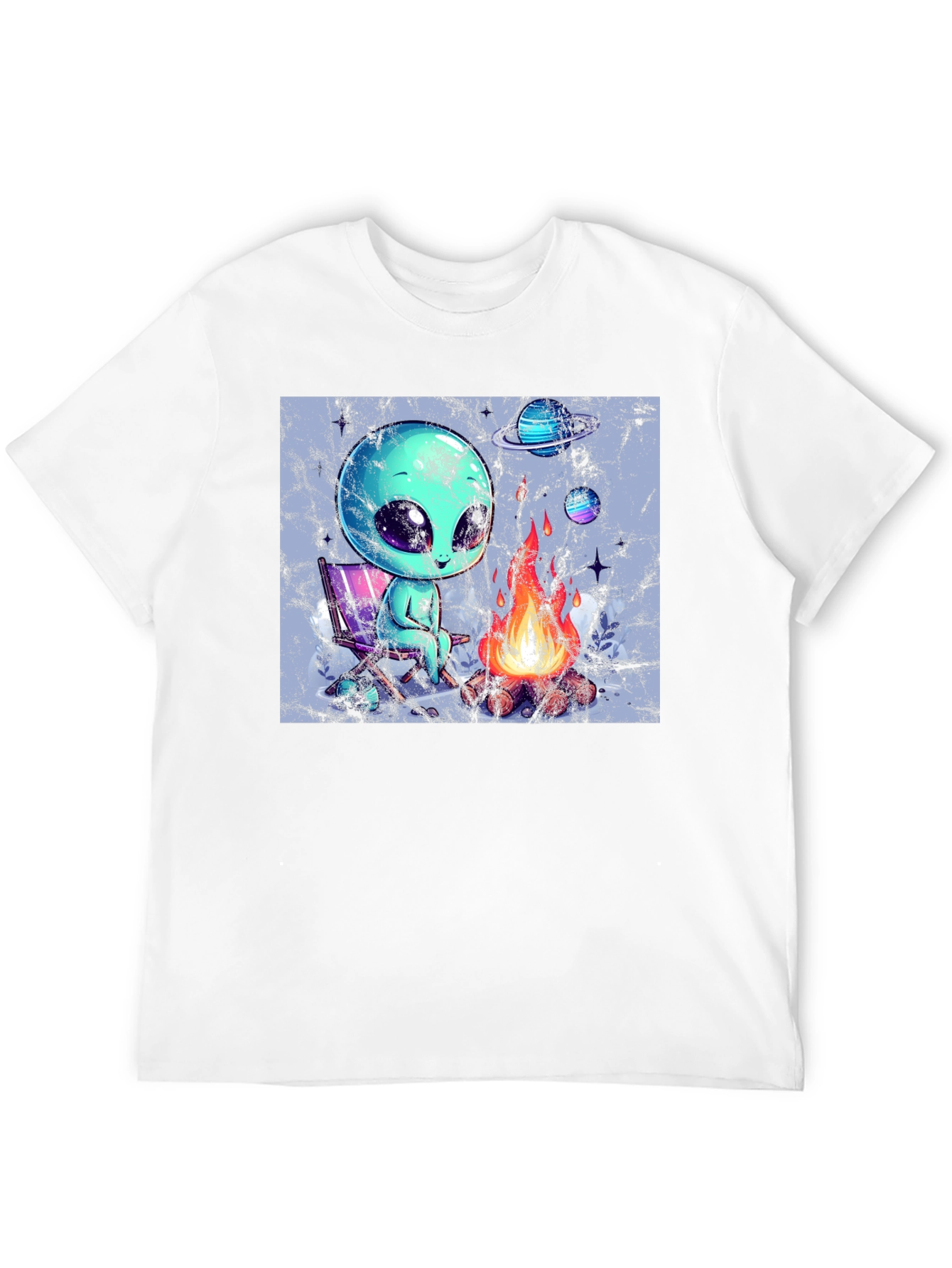 Black Alien Camping T-Shirt - Out of This World Comfort! view 12