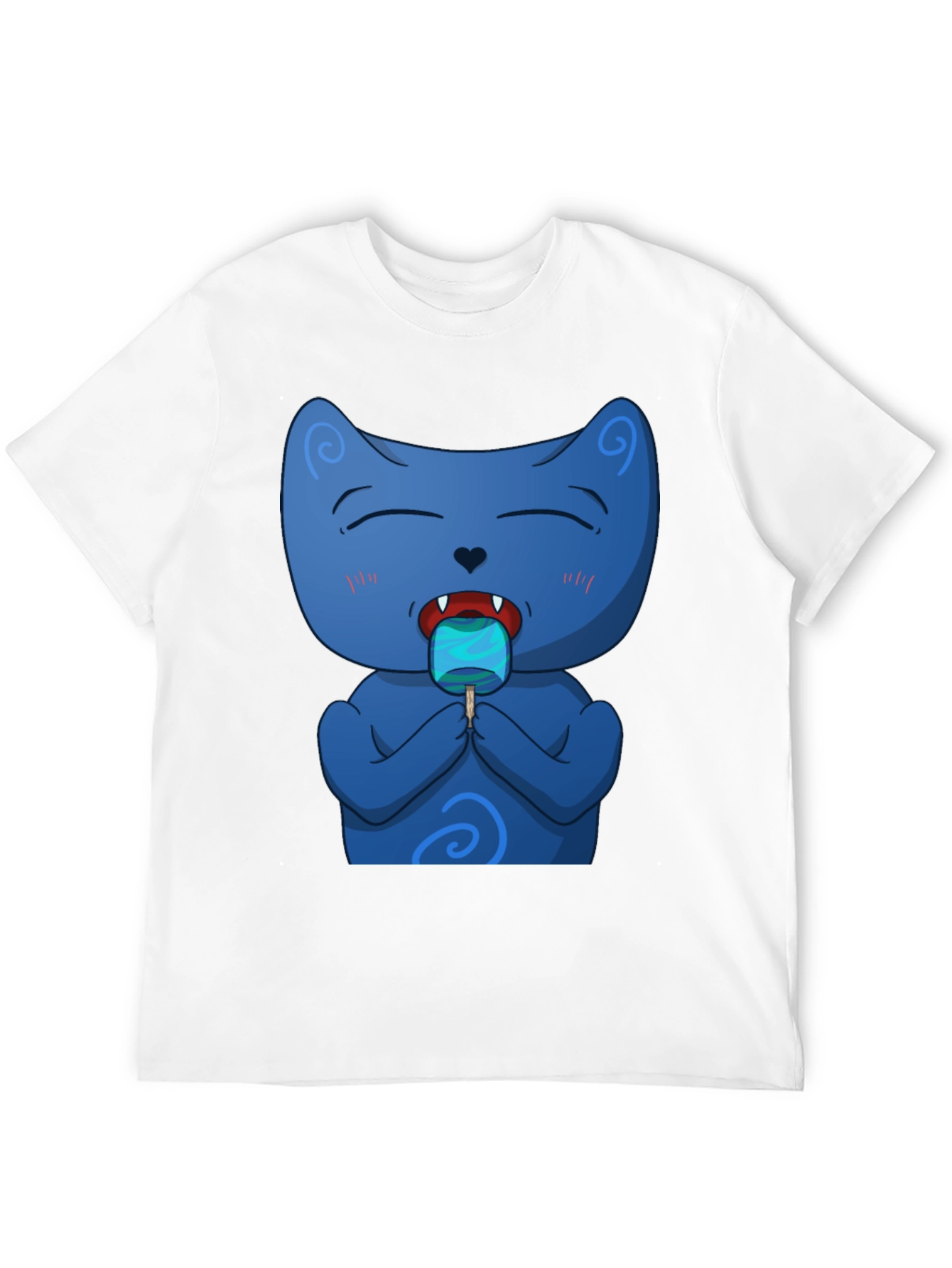 Black Cool Cat Licking Popsicle Black T-Shirt view 12