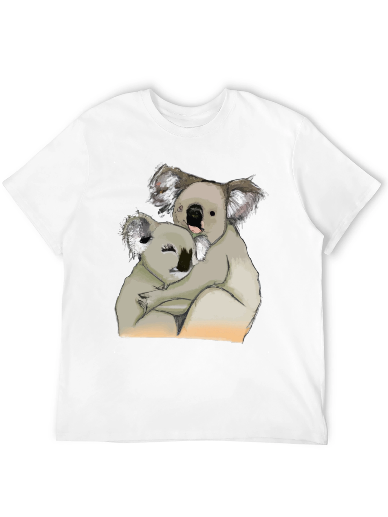 Black Koala Hug T-Shirt - Black Cotton Tee view 12