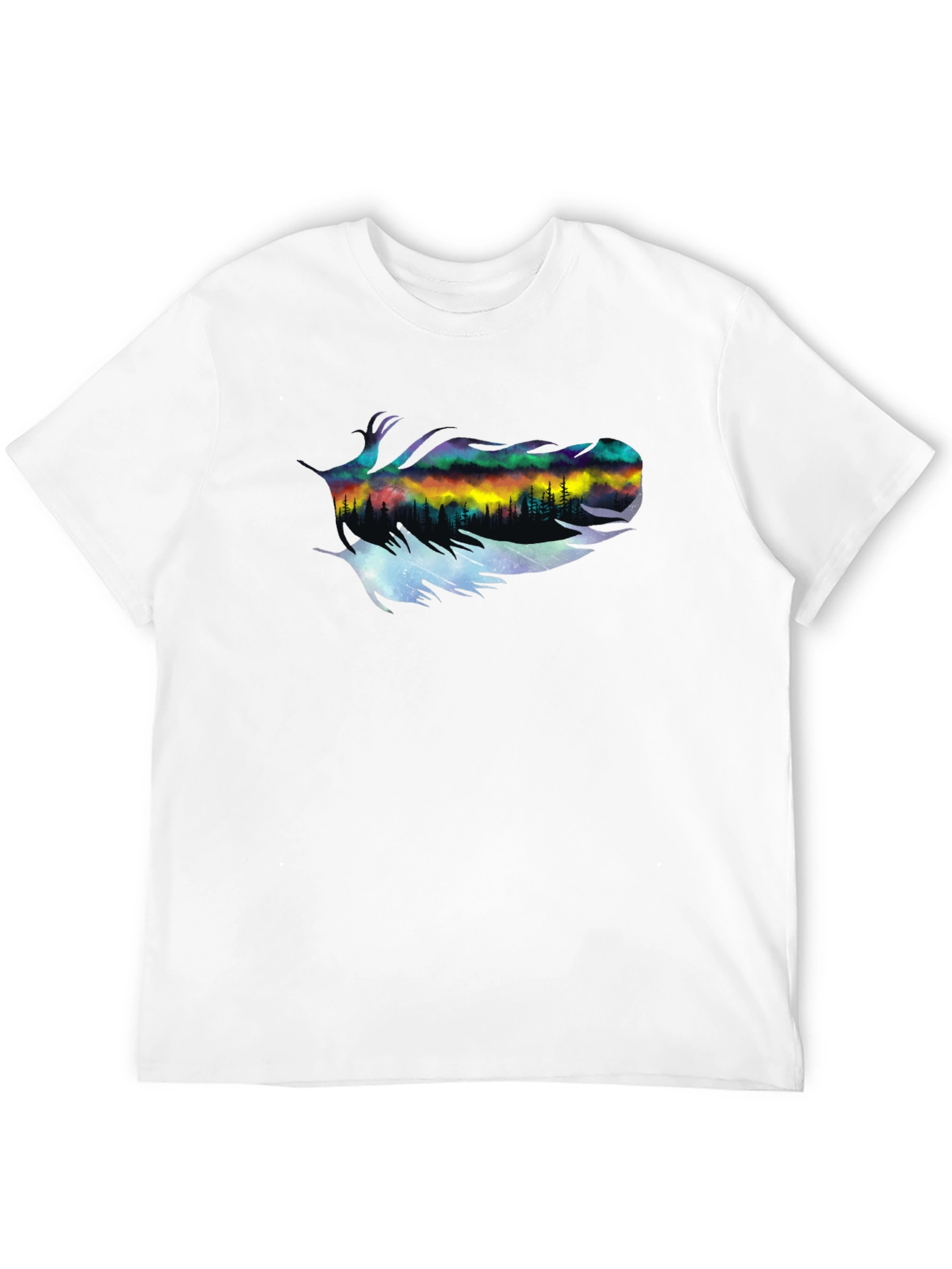 Black Northern Lights Feather Graphic T-Shirt view 12