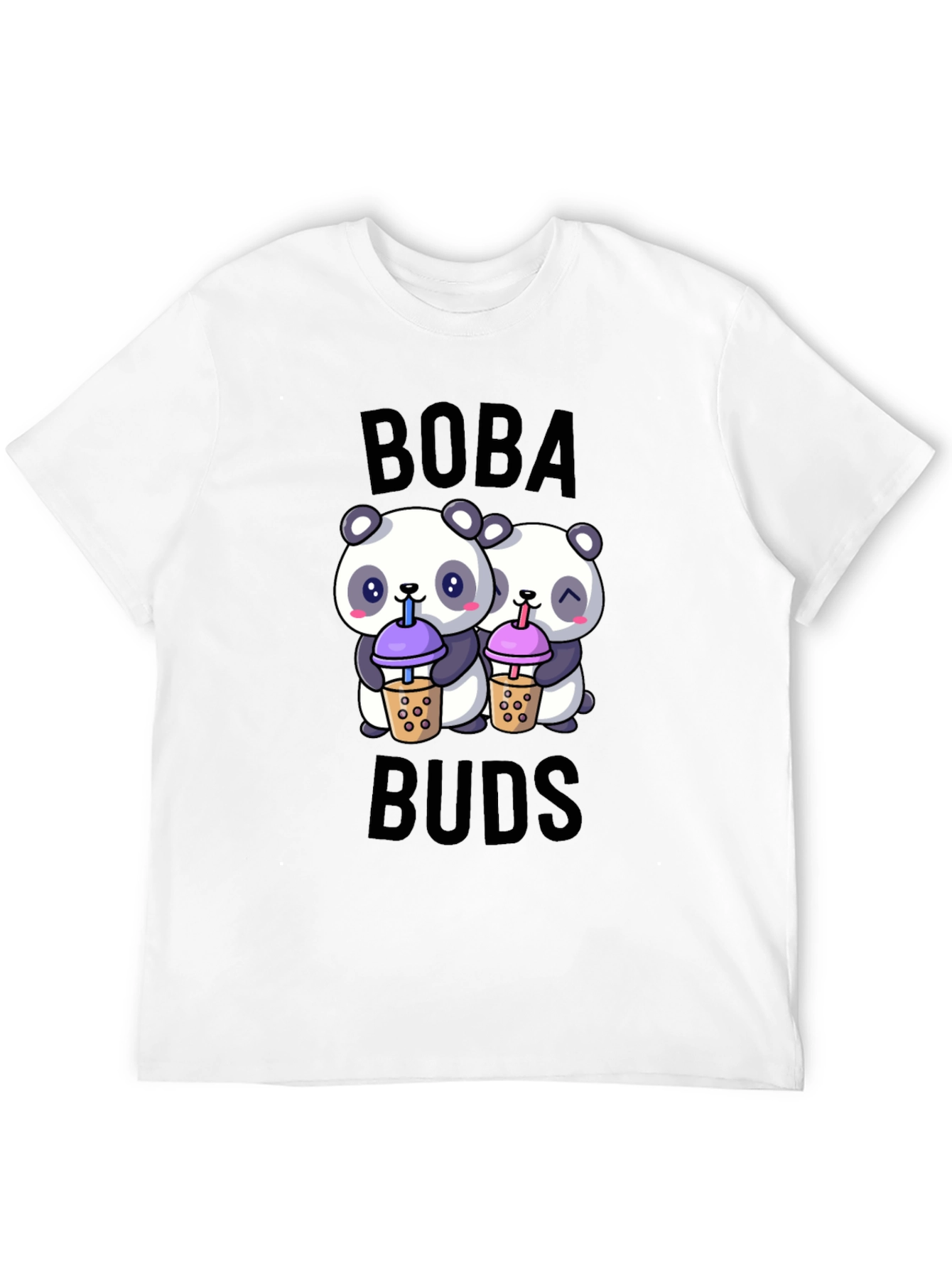 Black Boba Buds Panda T-Shirt: Cute Bubble Tea Lover Tee view 12