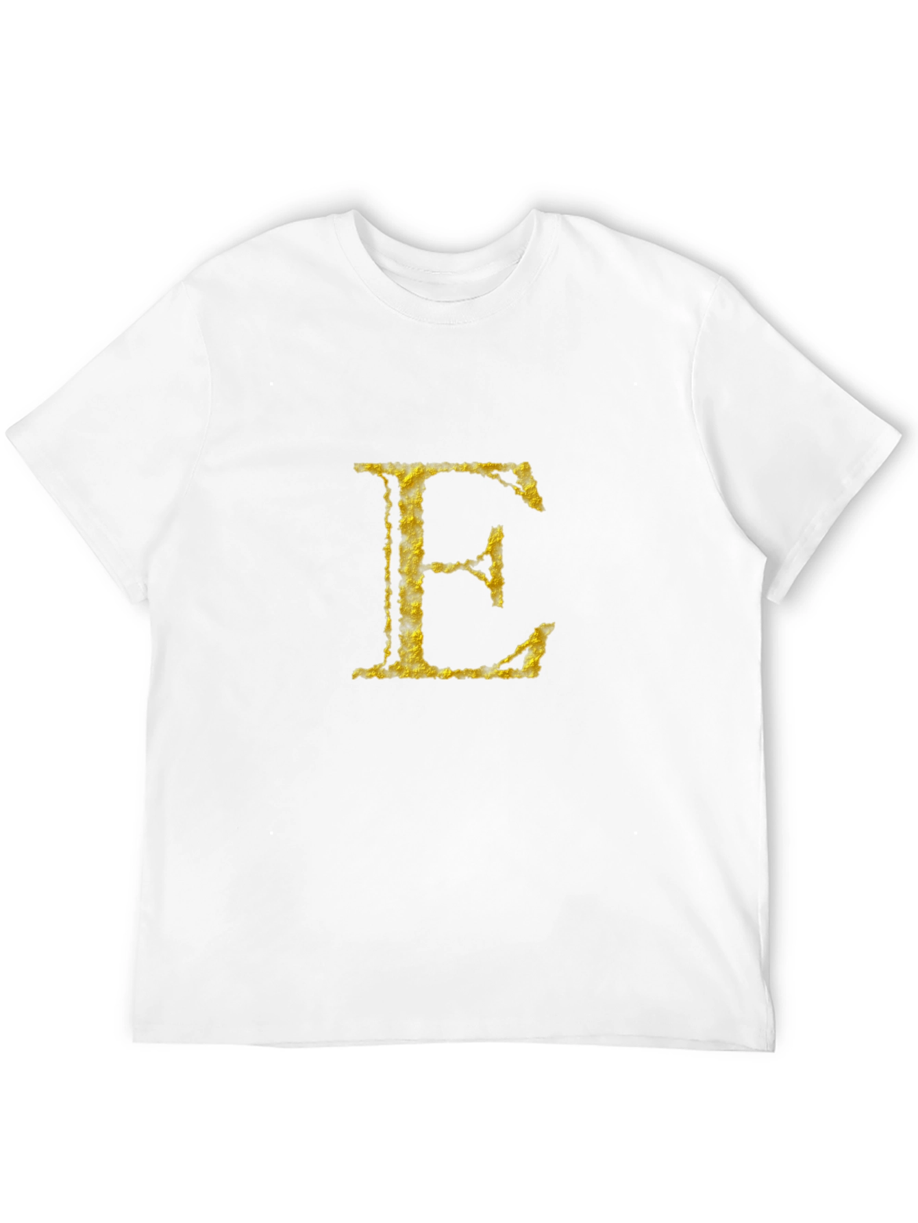 Black Golden Letter E on Black T-Shirt view 12