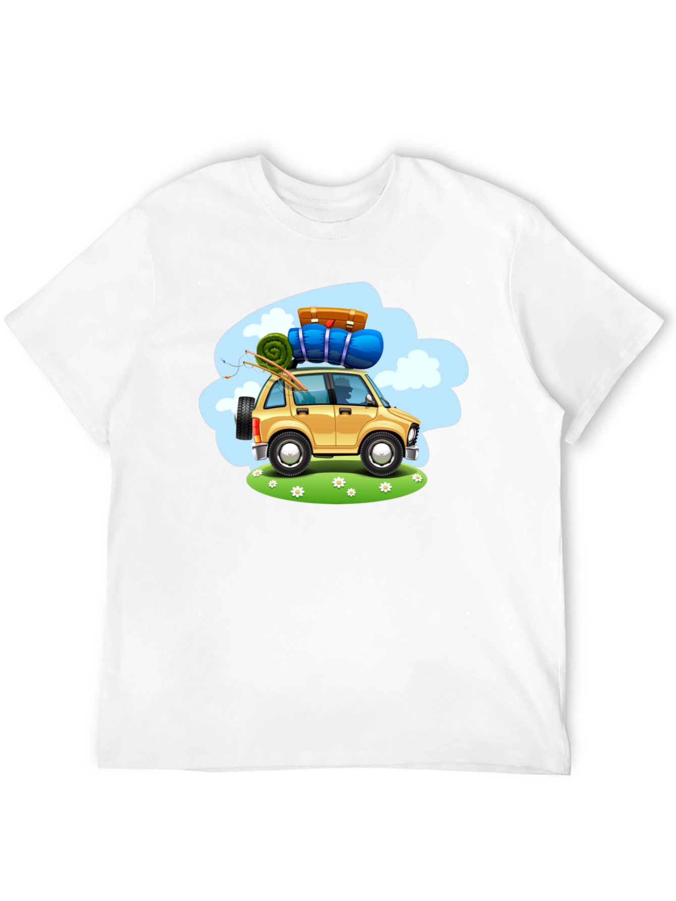 Black Adventure Car Graphic Tee - Black Cotton T-Shirt view 12