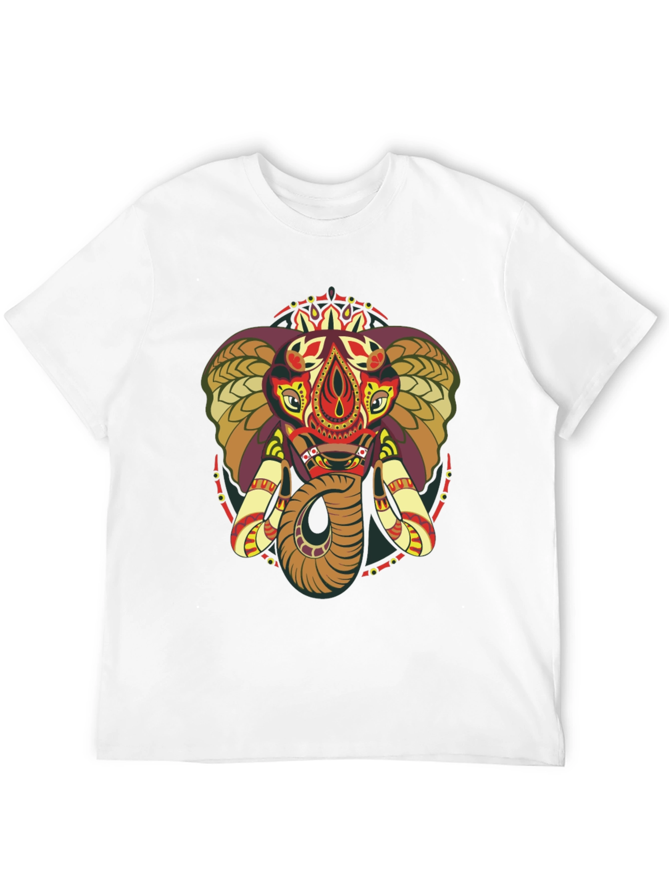 Black Elephant Mandala Graphic Print Crew Neck Tee view 12