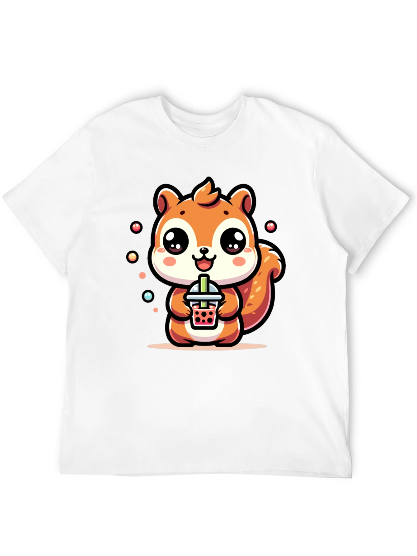 Black Cute Squirrel Boba Tea Graphic T-Shirt view 12