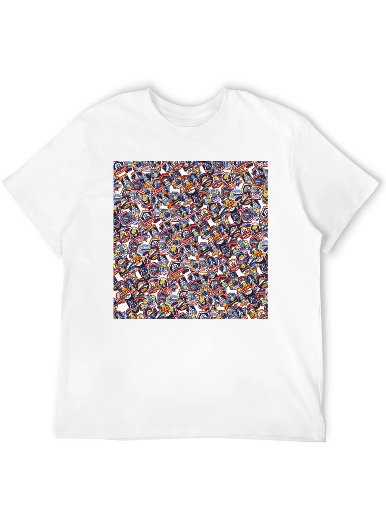 Black UFO Space Patch Black T-Shirt view 12