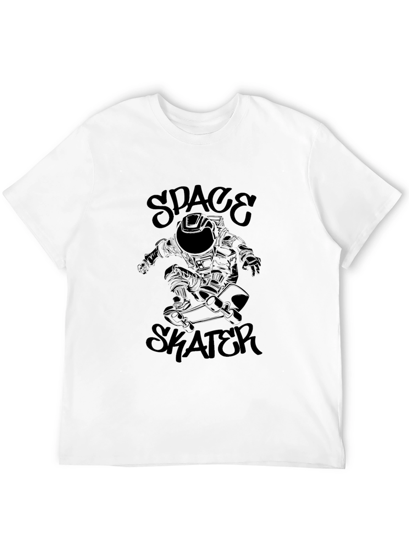 Black Space Skater Graphic Tee - Black Cotton T-Shirt view 12