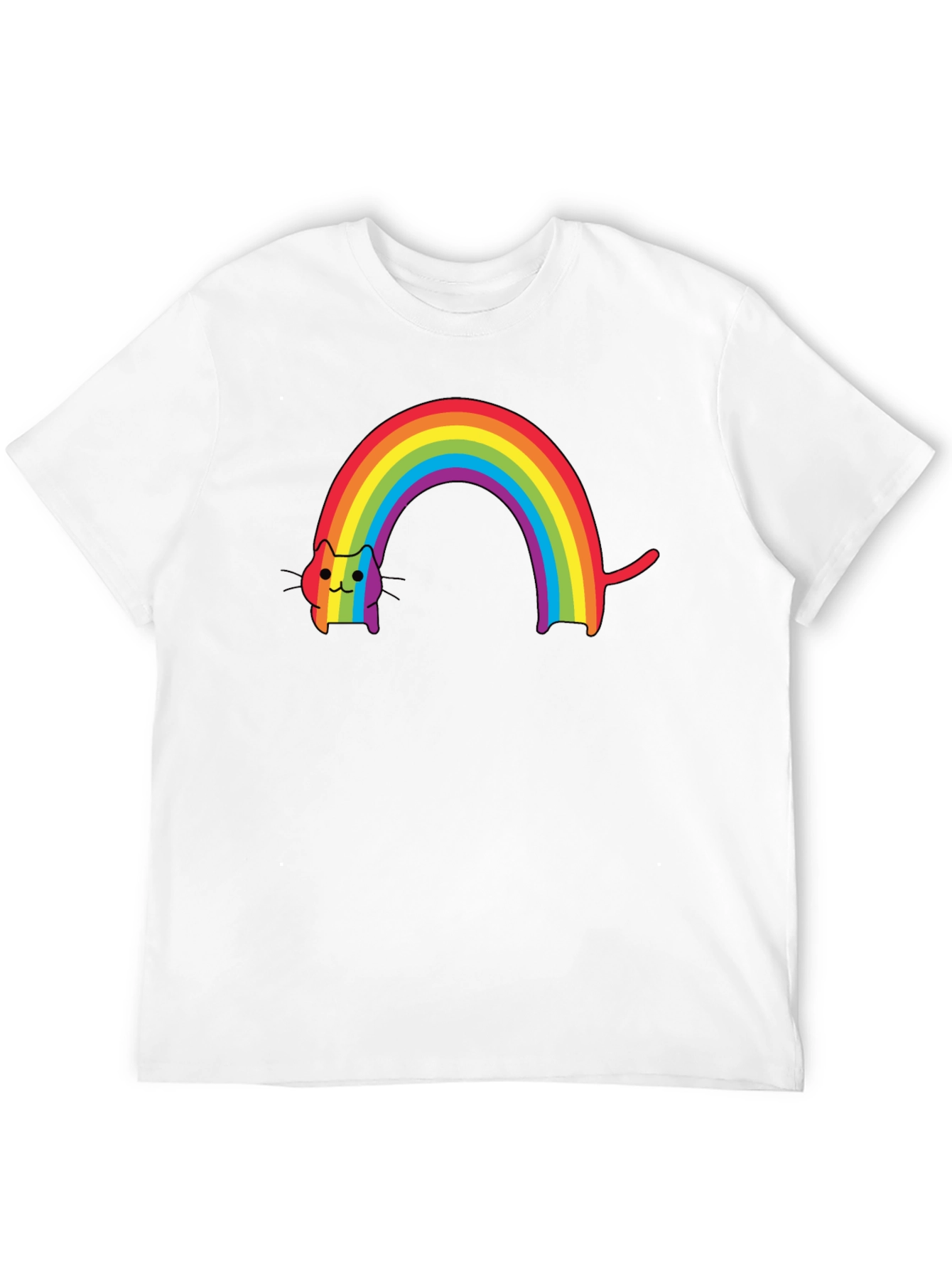Black Rainbow Cat Graphic Tee - Stylish Comfort view 12