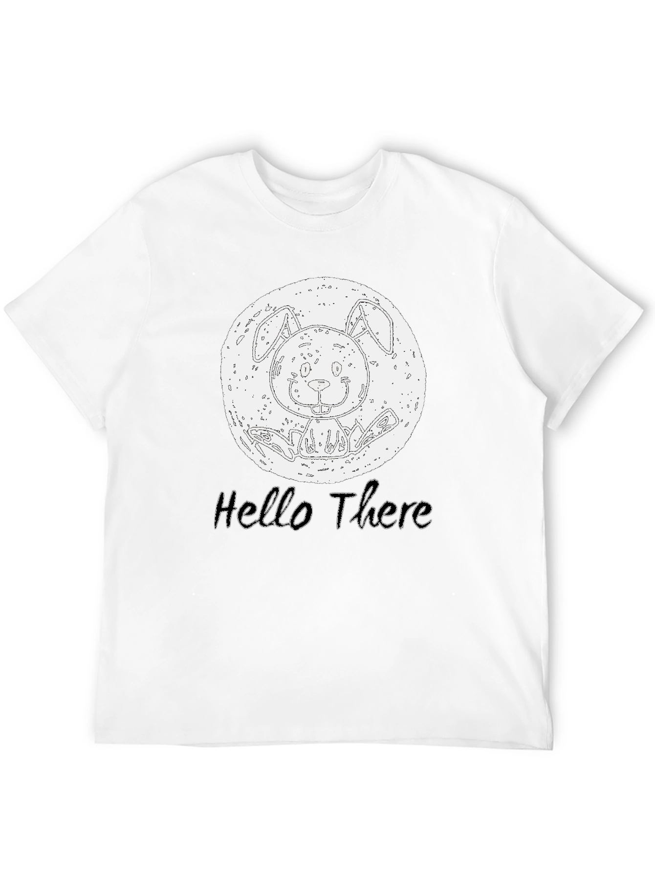 Black Hello There Bunny Graphic Tee - Black Cotton Casual T-Shirt view 12