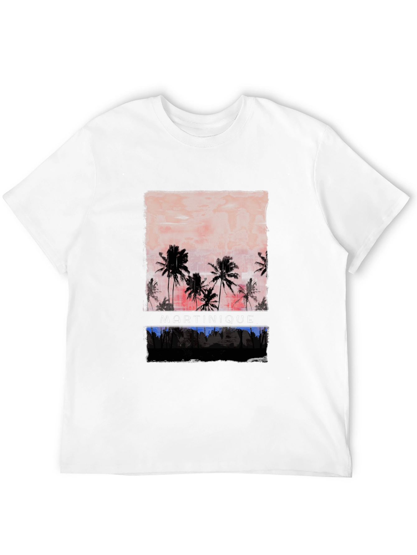 Black Martinique Palm Tree Sunset Graphic Tee view 12