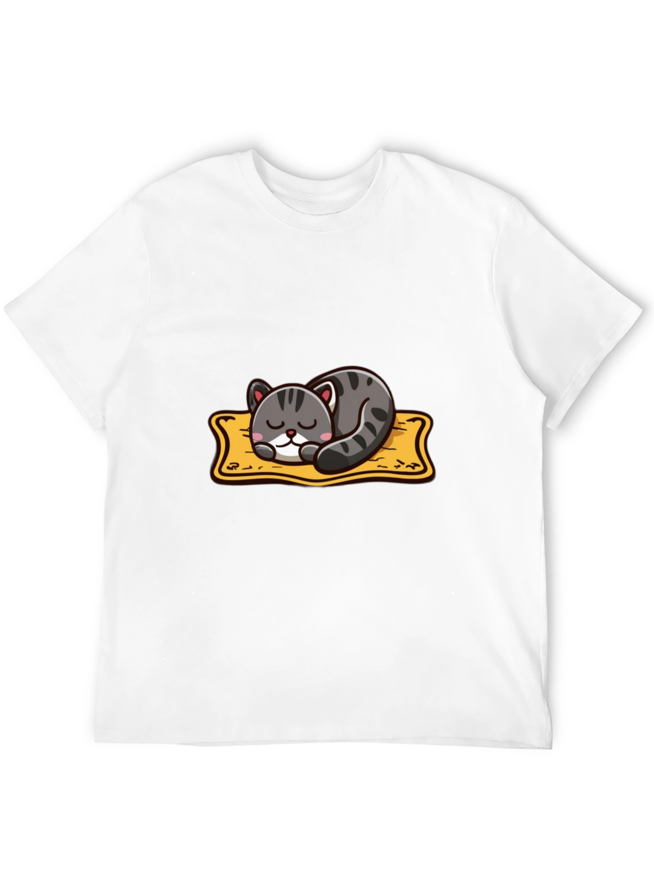 Black Cute Cartoon Cat Nap T-Shirt - Black view 12