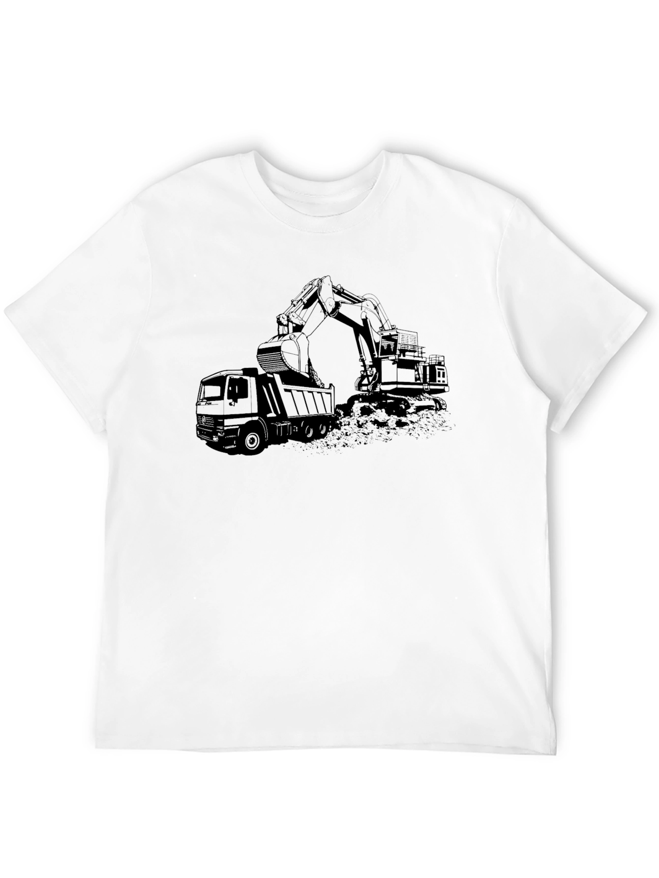 Black Excavator & Dump Truck Graphic Tee - 12