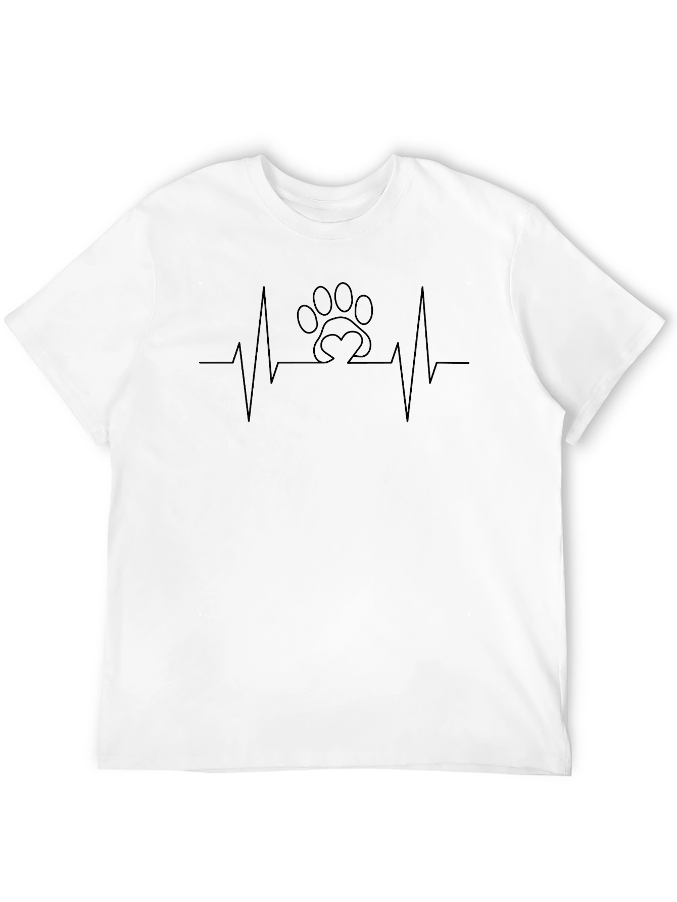 Black Men's Black Paw Print Heartbeat T-Shirt view 12