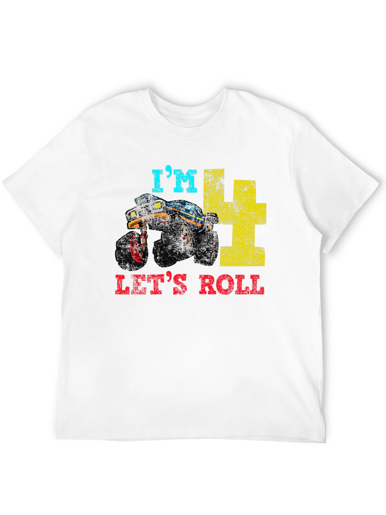 I'm Four Let's Roll Monster Truck Birthday T-Shirt - 12