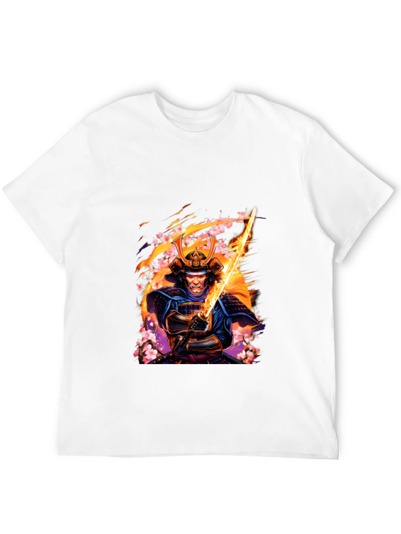 Black Samurai Warrior Graphic Print Black T-Shirt view 12