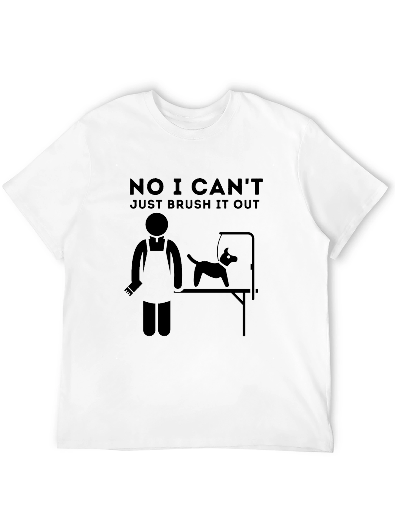 Black Funny Dog Groomer T-Shirt - Brush It Out view 12