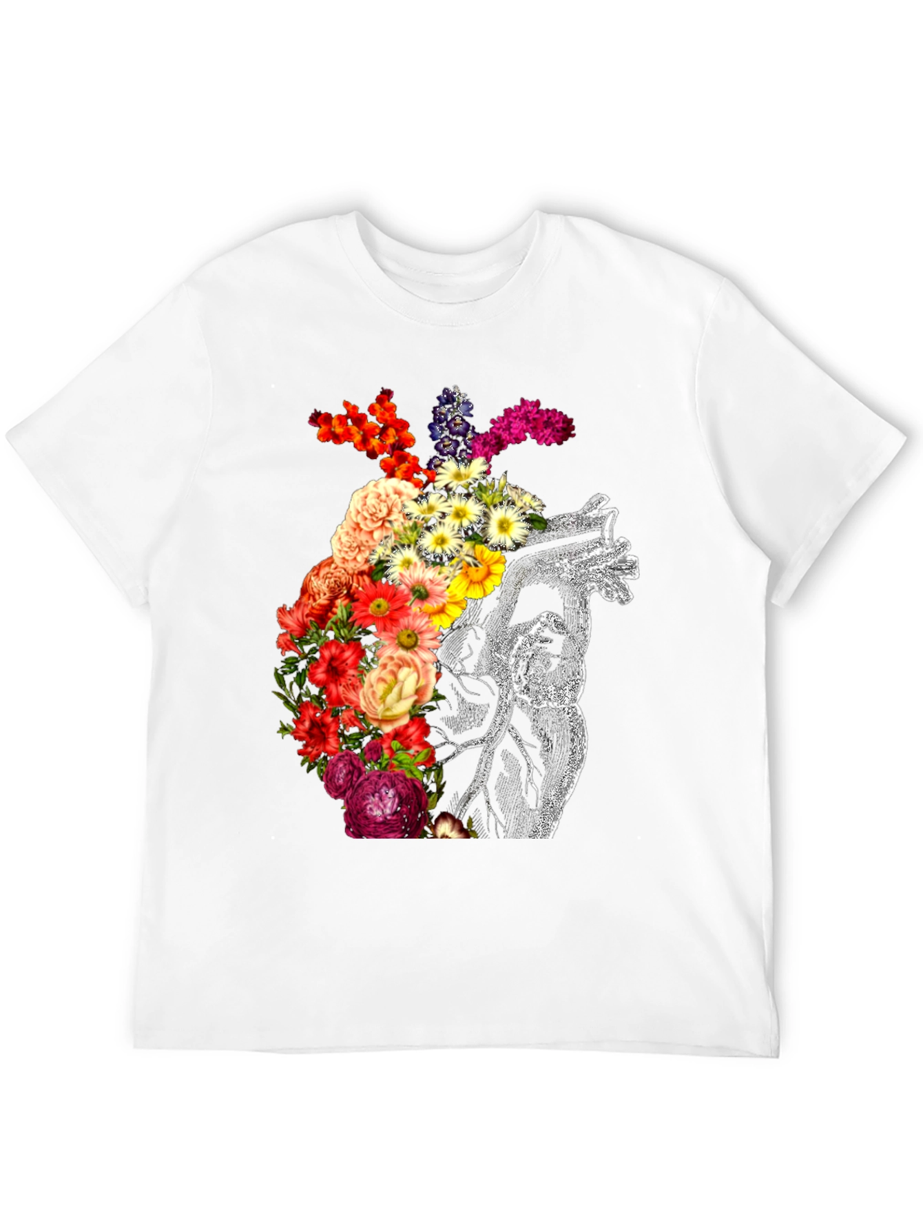 Black Floral Heart Graphic Black T-Shirt view 12