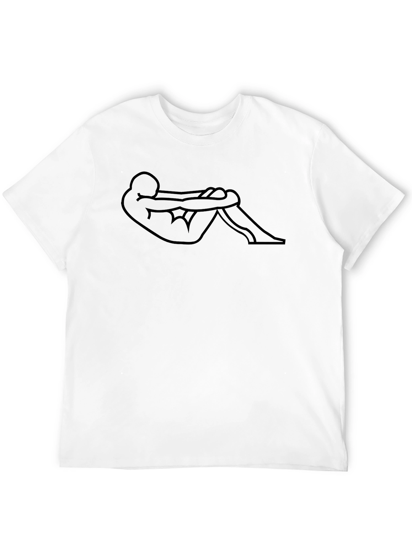 Minimalist Outline Man in Fetal Position Black T-Shirt - 12