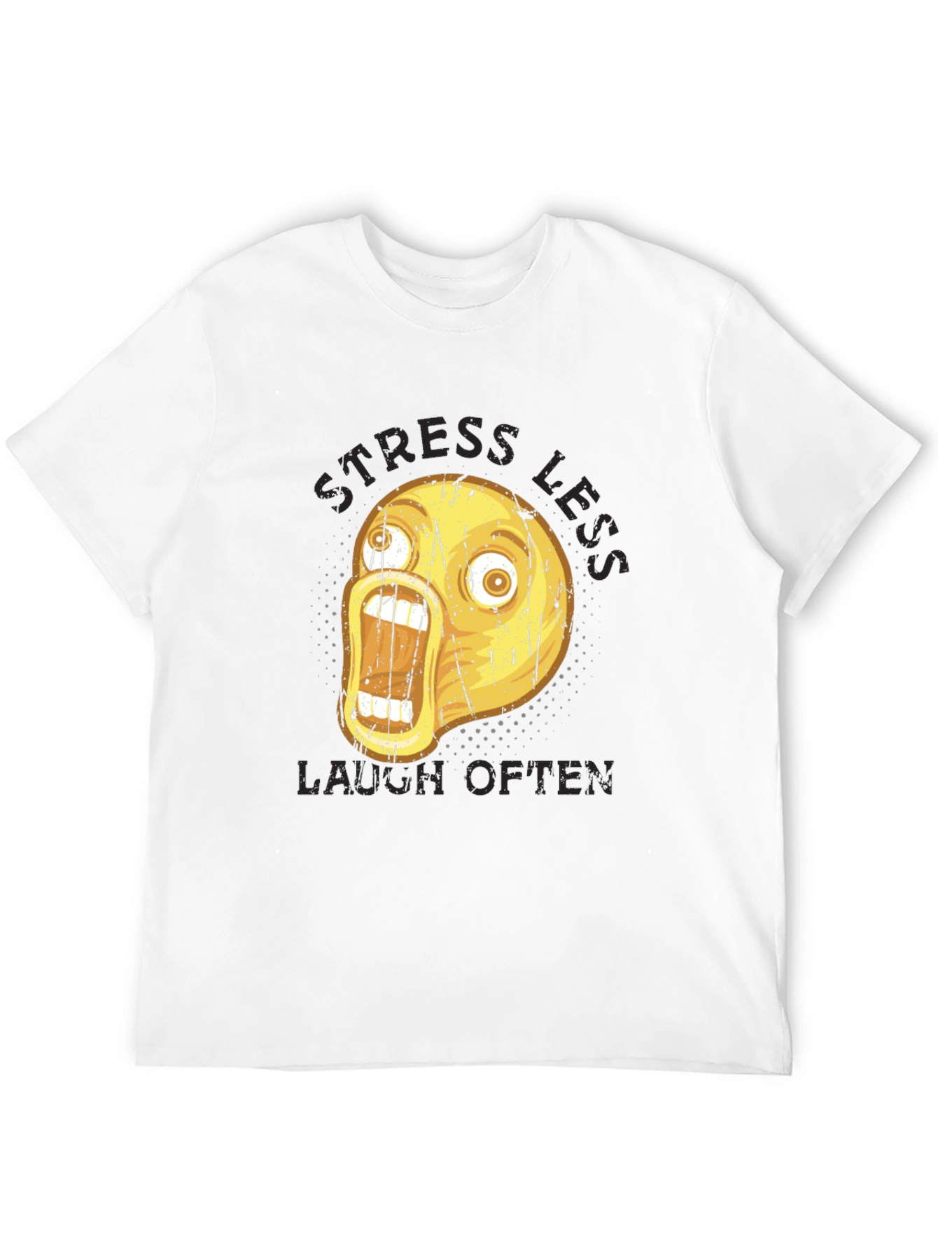 Black Stress Less Laugh Often Graphic Tee view 12