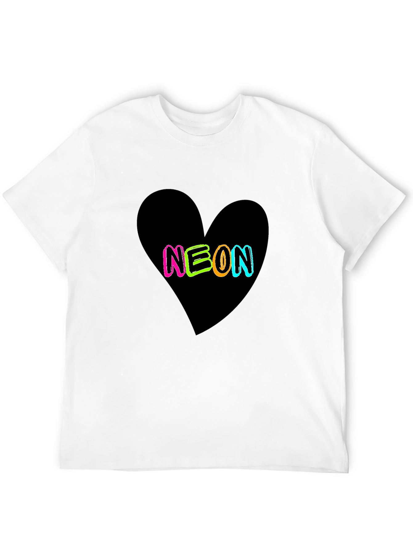 Black Neon Heart Graphic Black T-Shirt view 12