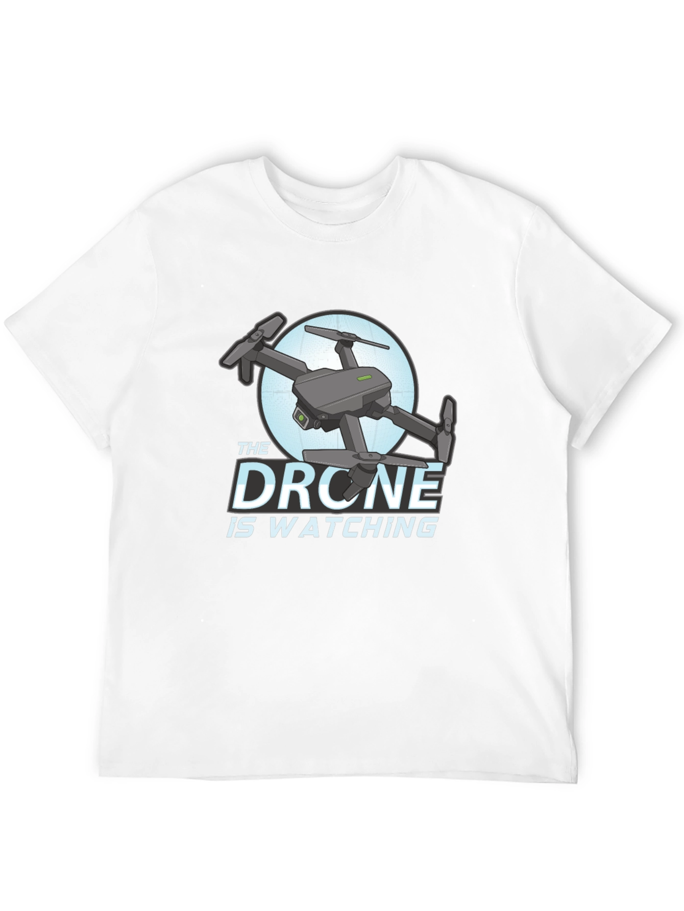 Black The Drone Is Watching Graphic T-Shirt view 12