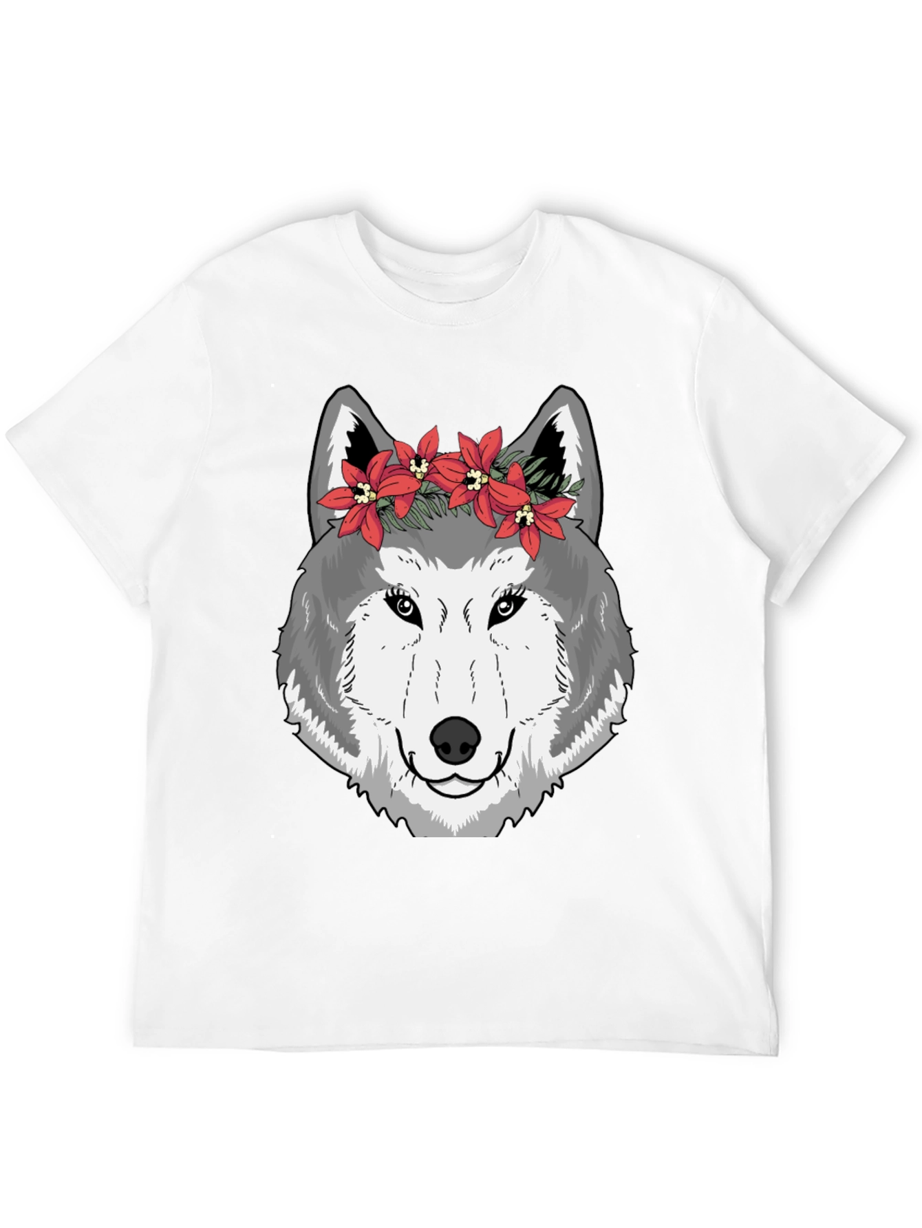 Black Wolf Floral Crown Graphic Tee - Cool Casual Style view 12