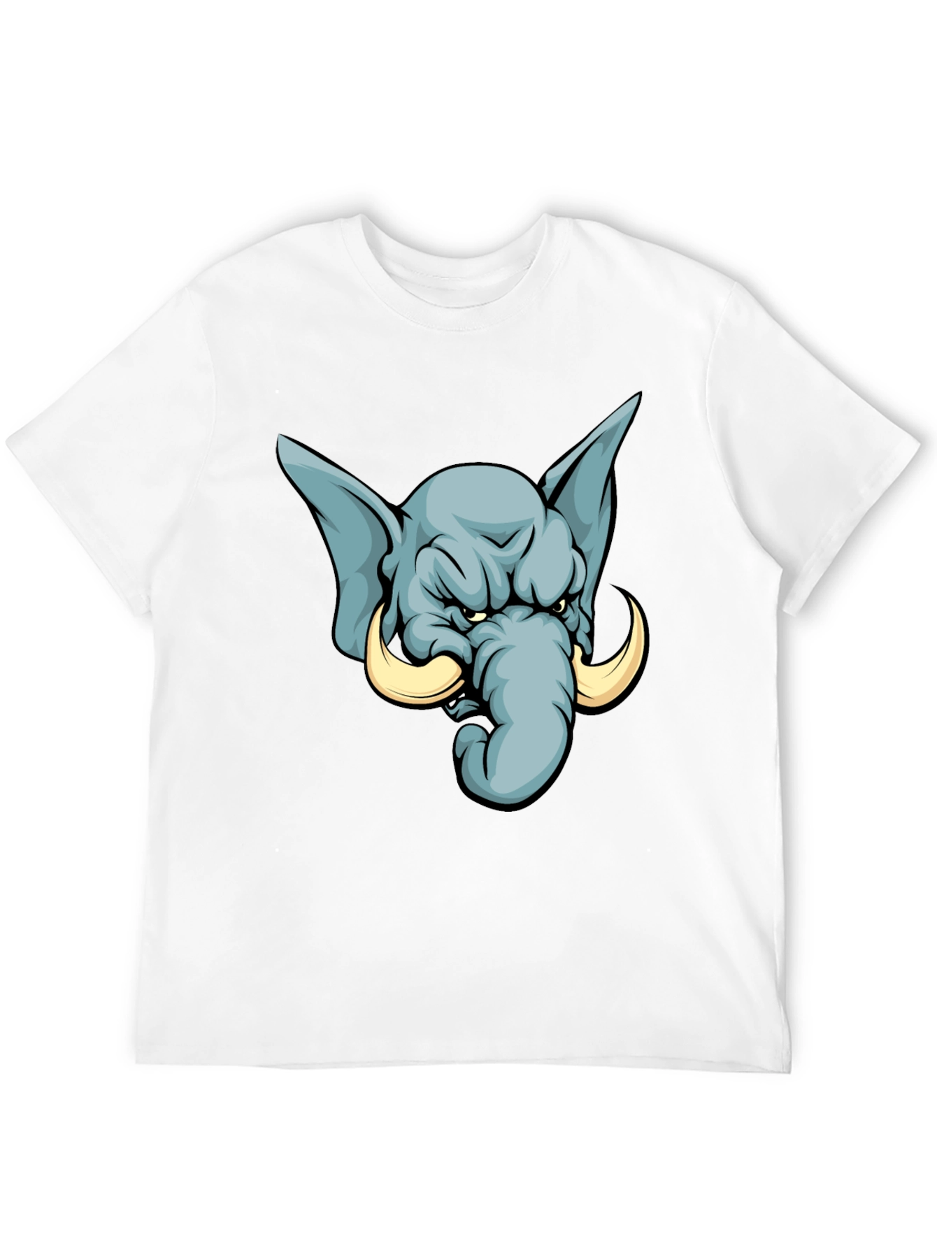 Black Angry Elephant Cartoon T-Shirt - Black view 12
