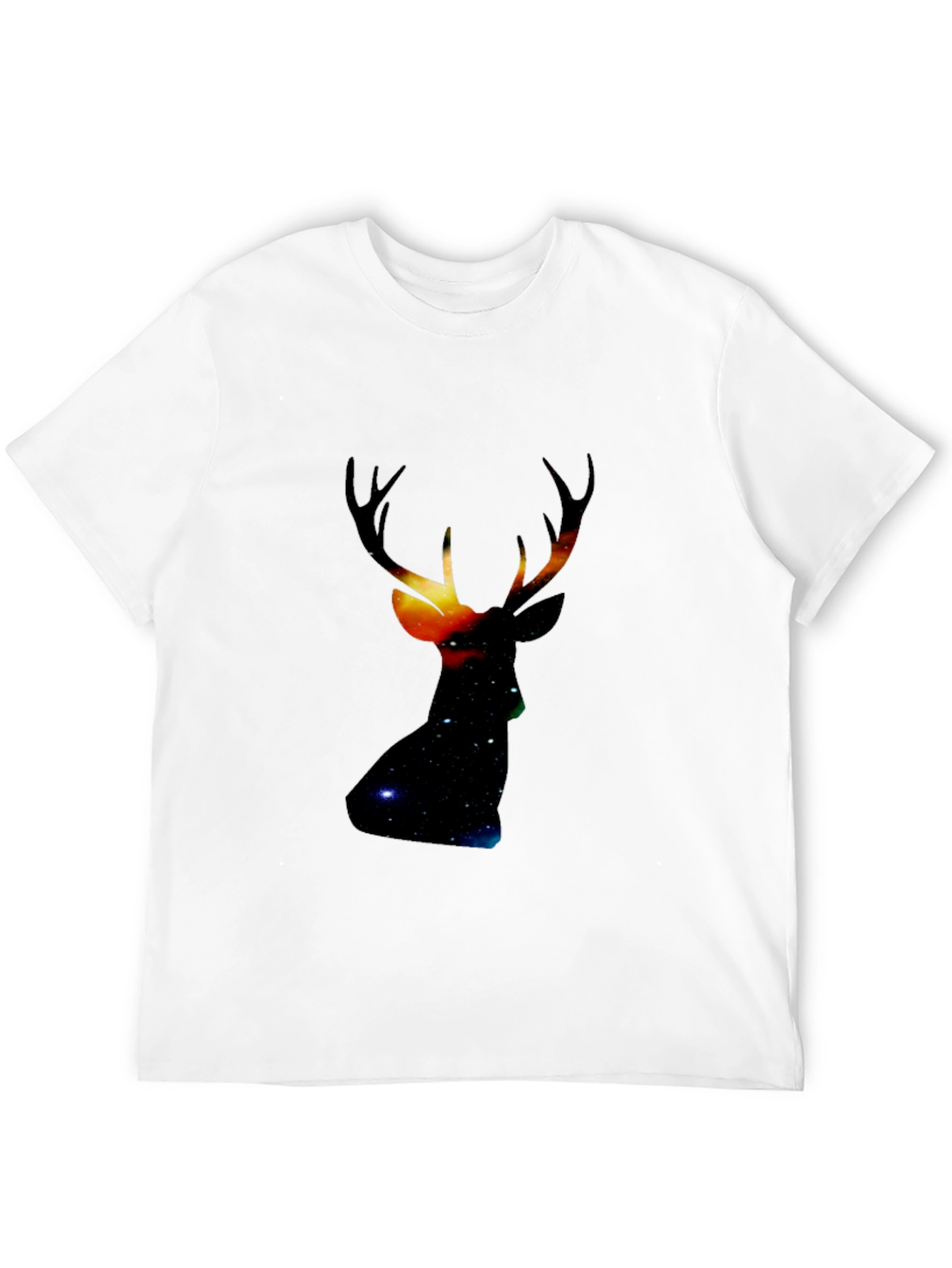 Black Galaxy Deer Head Black T-Shirt view 12
