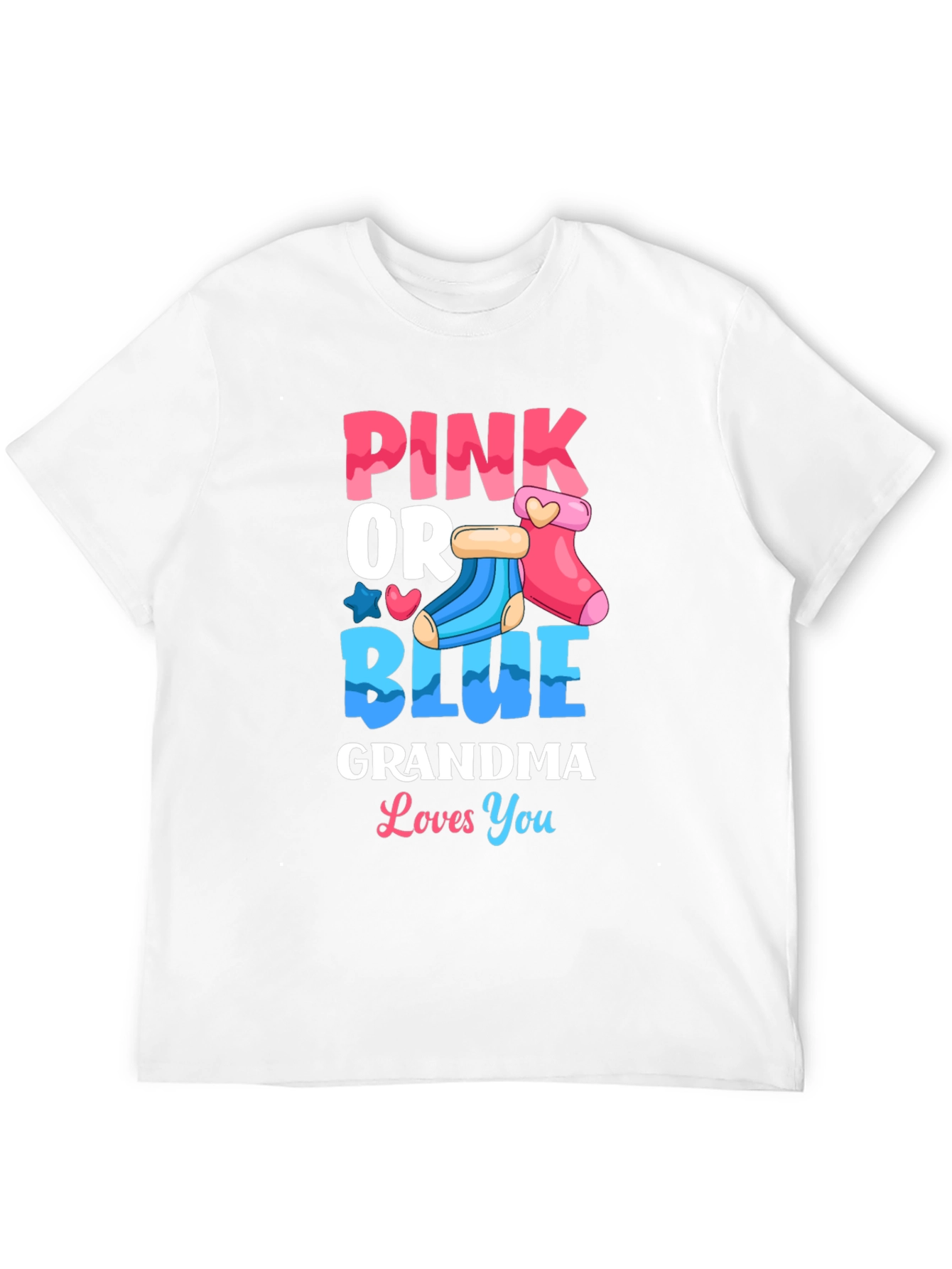 Black Pink or Blue Grandma Loves You Gender Reveal T-Shirt view 12