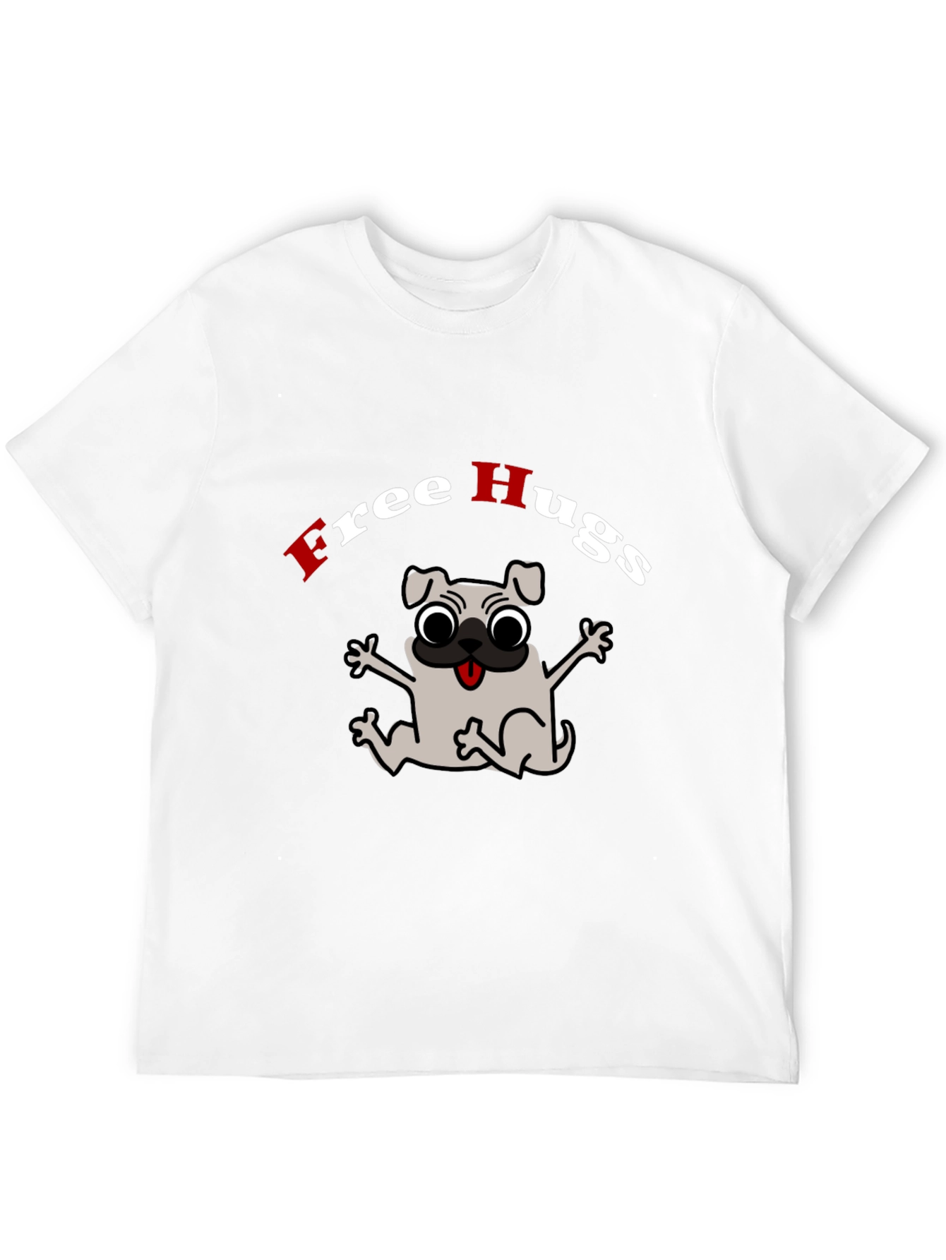 Black Free Hugs Pug Graphic Tee view 12