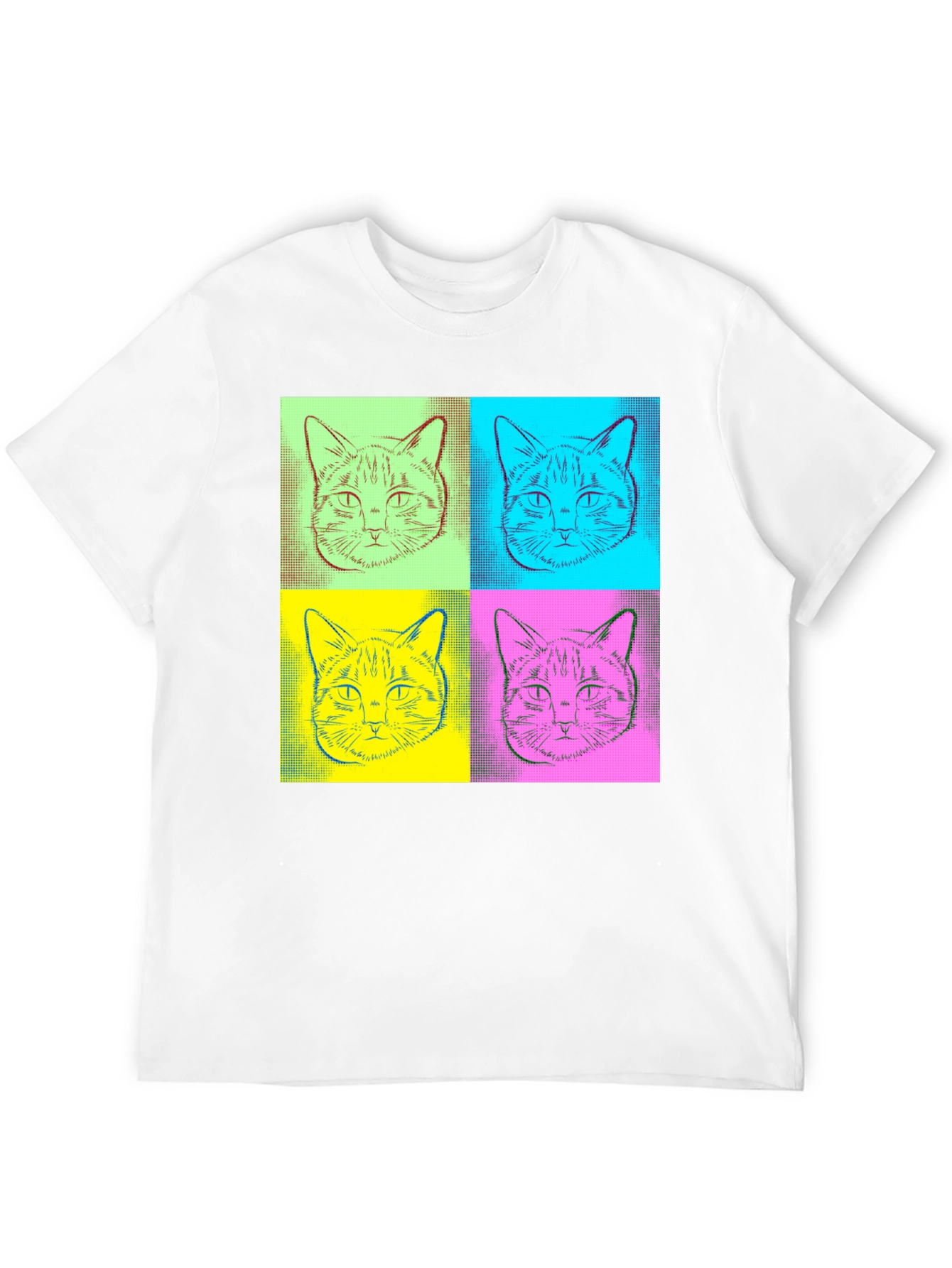 Black Pop Art Cat Graphic Tee - Quirky Black T-Shirt view 12