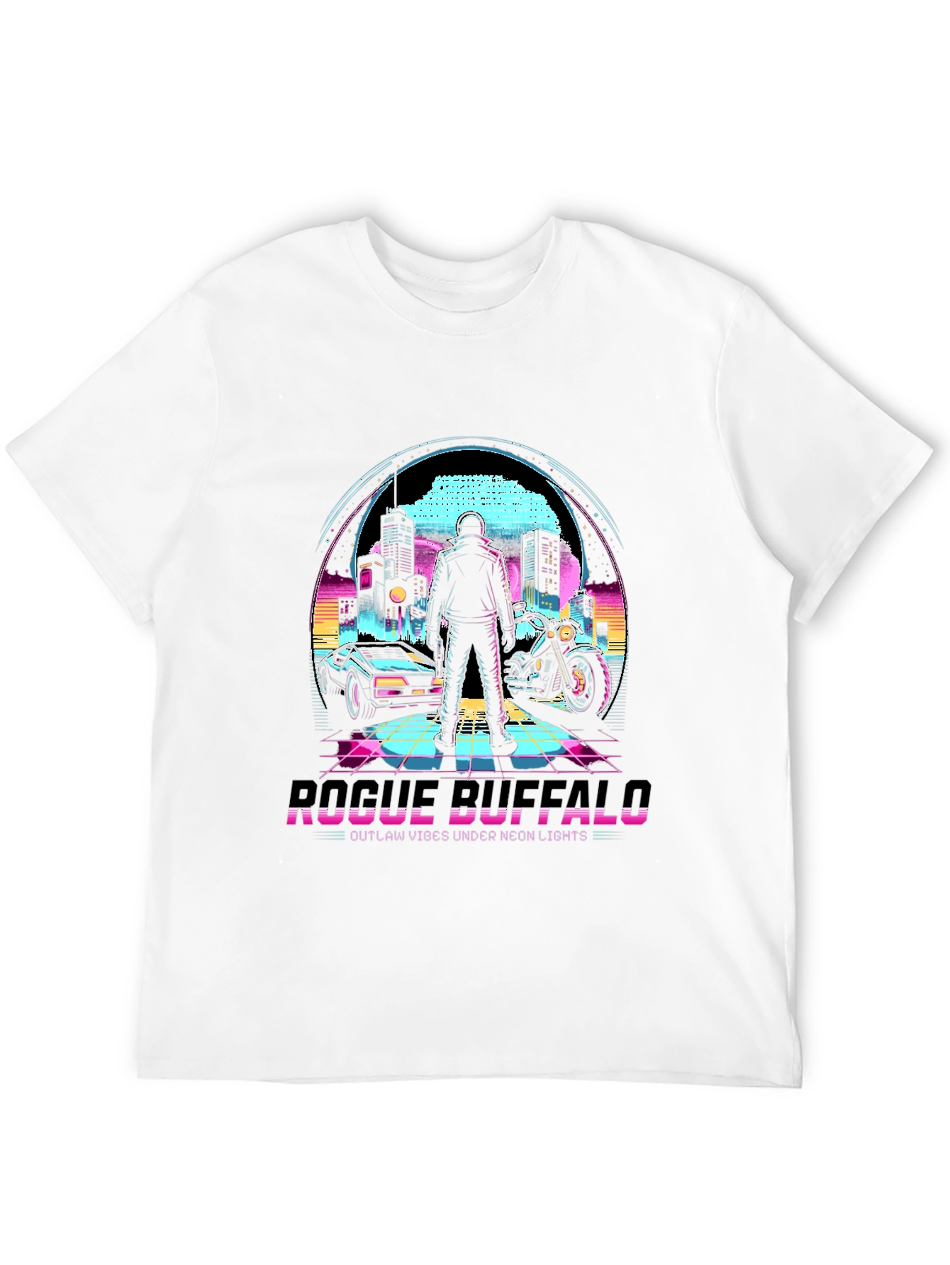 Black Retro Rogue Buffalo T-Shirt - Outlaw Neon Vibes view 12