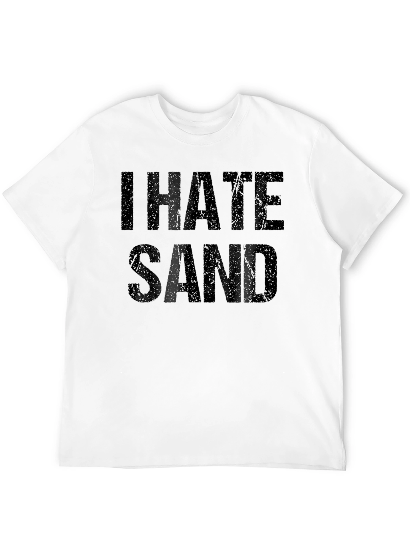 Black I Hate Sand Distressed Graphic T-Shirt view 12