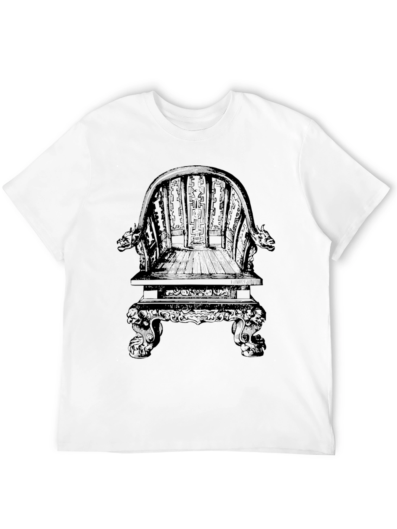 Black Intricate Throne Design Black T-Shirt view 12