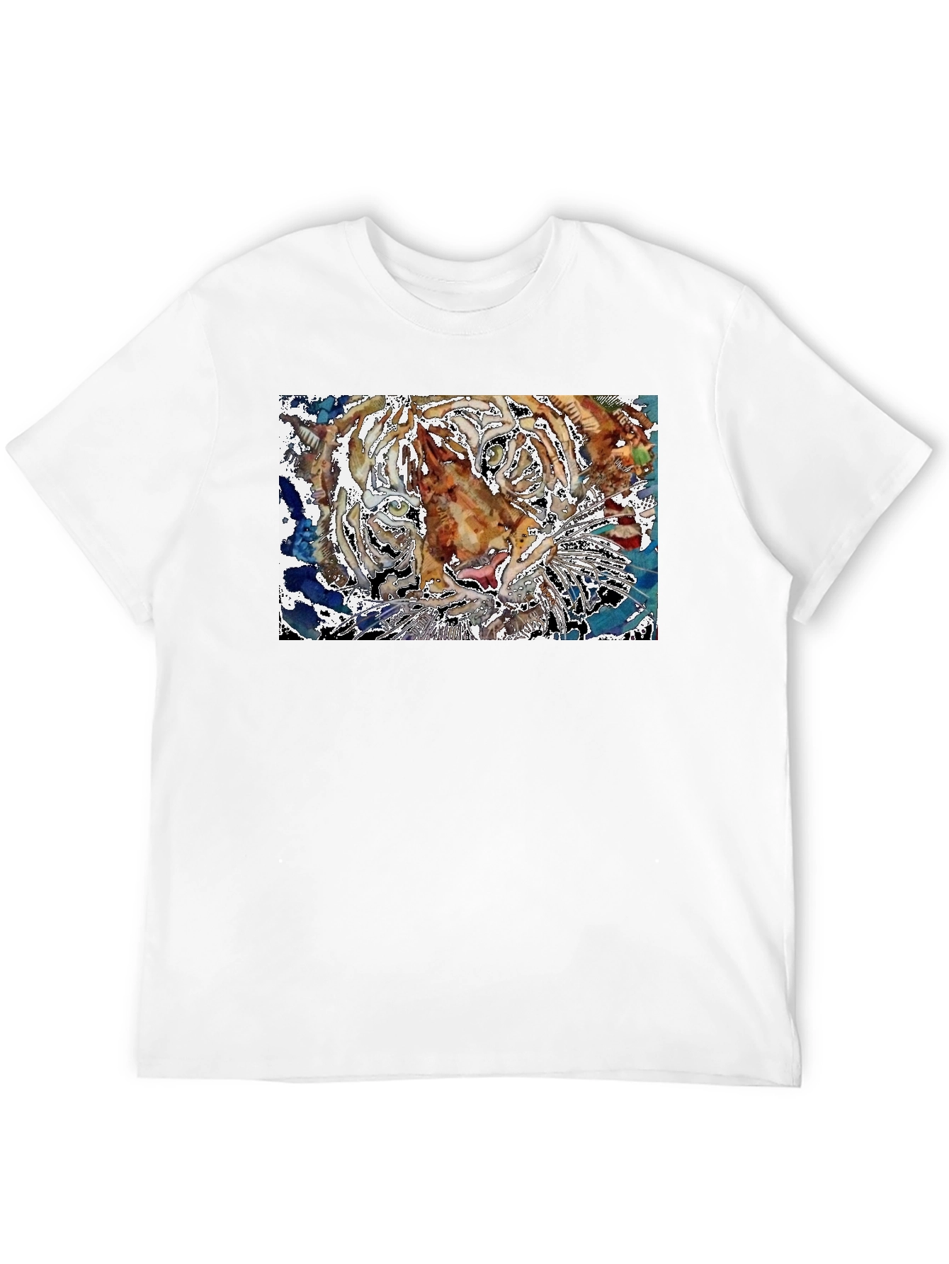 Black Abstract Tiger Graphic Black T-Shirt view 12