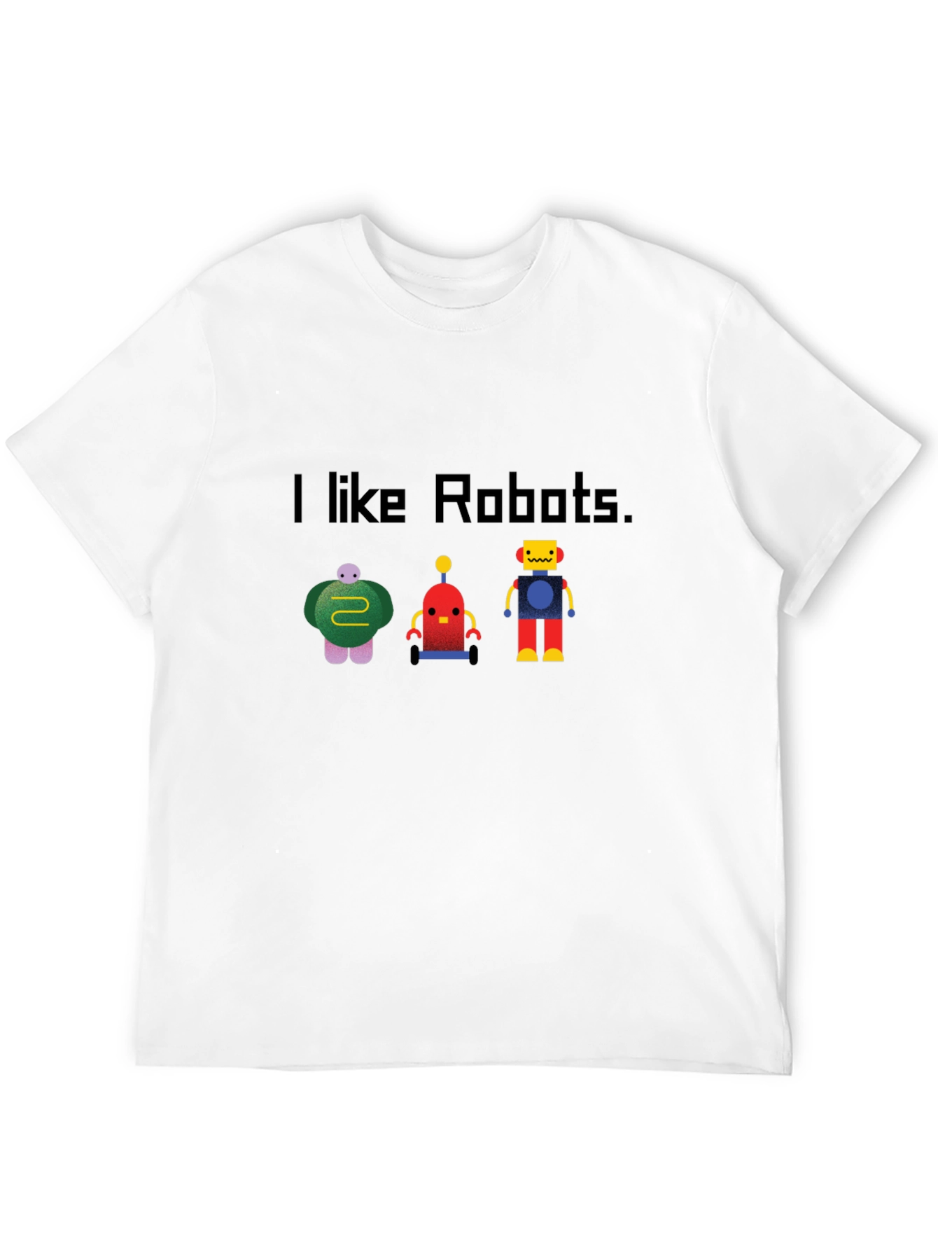 Black I Like Robots Graphic T-Shirt - Black Crew Neck view 12