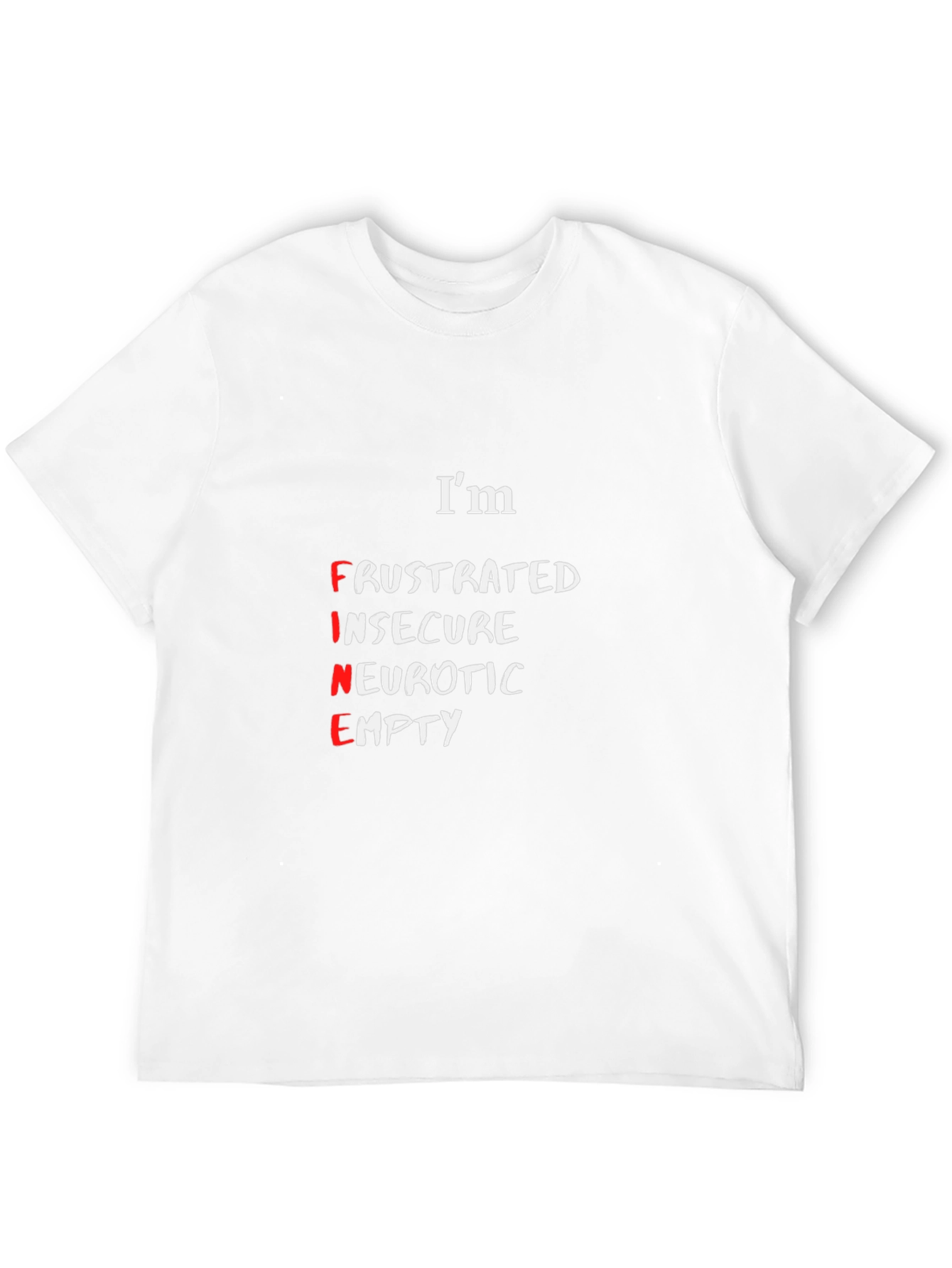 Black I'm Fine T-Shirt - Funny Sarcastic Graphic Tee view 12