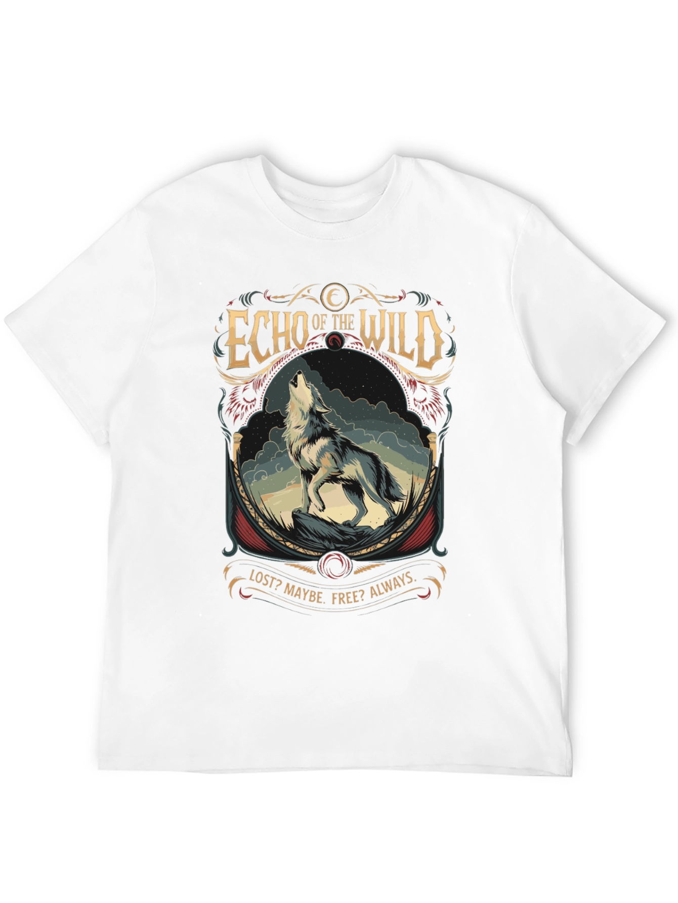 Black Echo of the Wild Wolf Graphic T-Shirt view 12