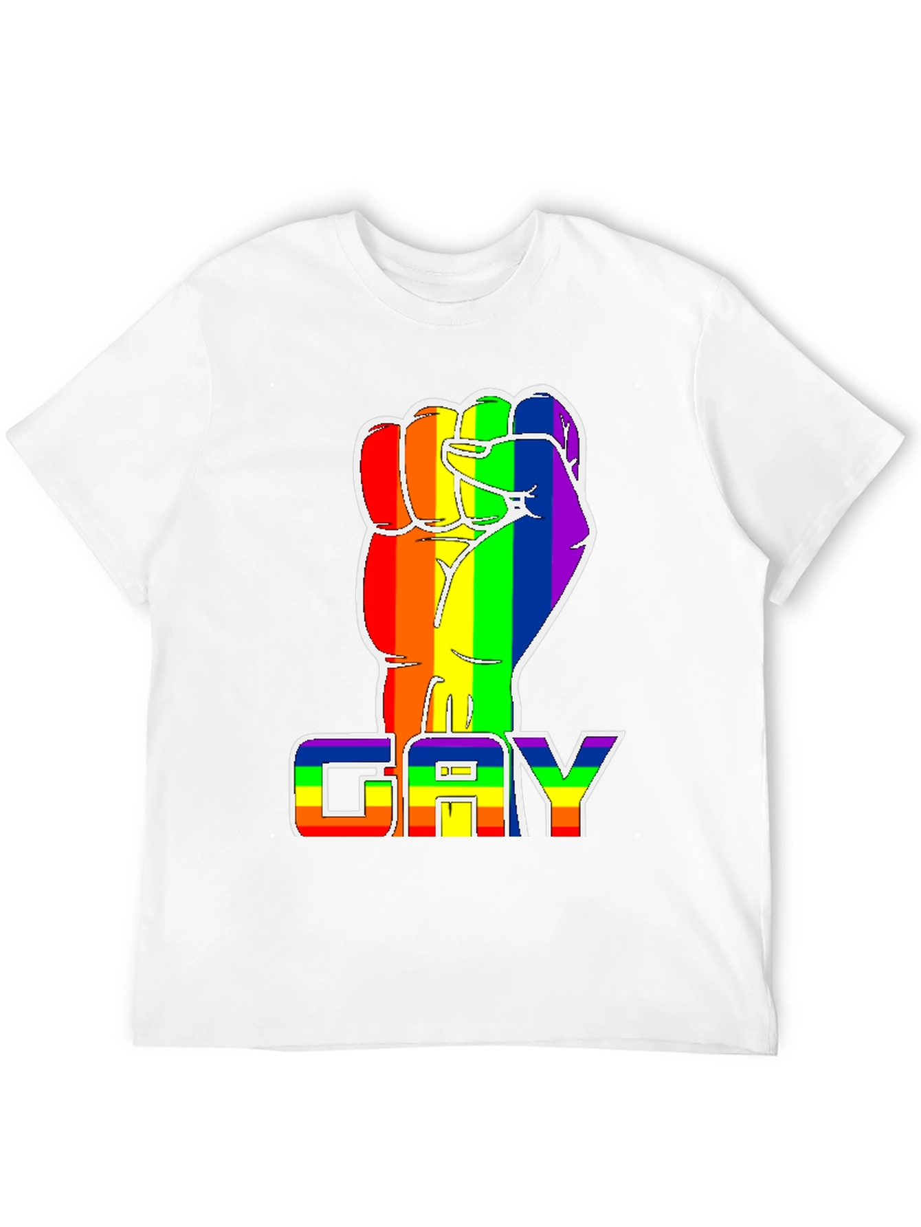 Black Rainbow Fist 'GAY' Pride T-Shirt - Black Cotton Blend Tee view 12