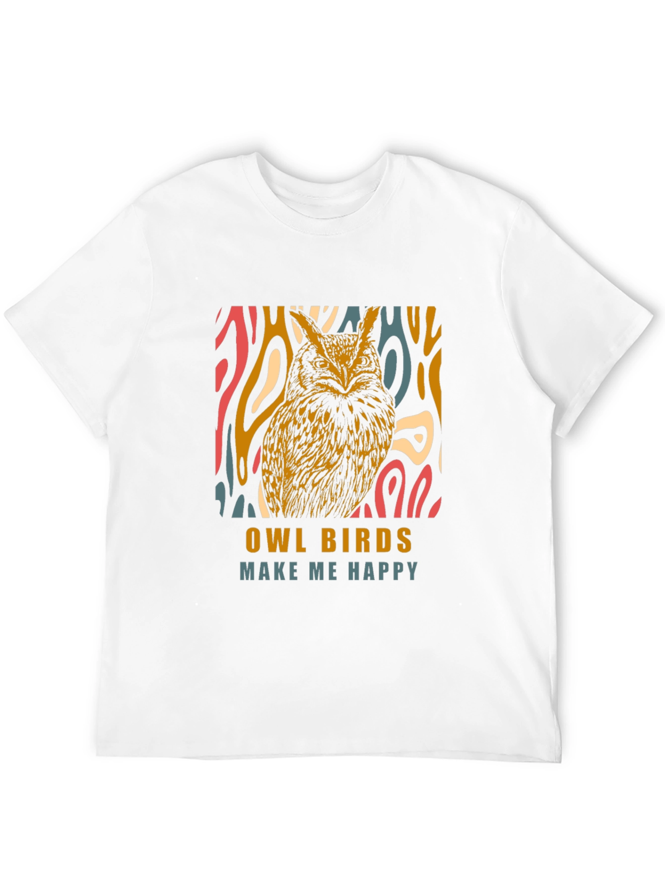 Black Owl Birds Make Me Happy Graphic T-Shirt view 12